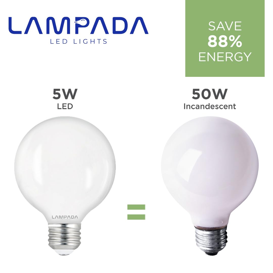 Lampada 6 Pack Vanity Globe Light Bulbs G25 Globe Led For Bathroom Mirror 3000K Warm White, Dimmable, 500 Lm, 5W, E26 Base, Roun