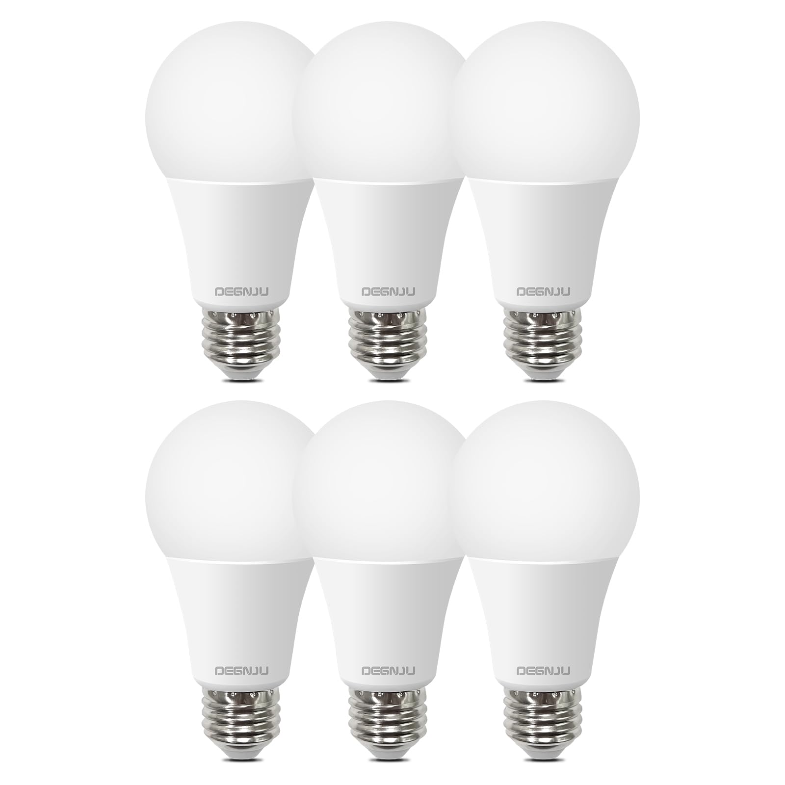 DEGNJU A19 LED Light Bulbs, 100 Watt 5000K Daylight Light Bulbs, 1500 Lumens, E26 Standard Base, Non-Dimmable, 13W Bright White LED Bulbs for Bedroom Home Office, 6 Pack