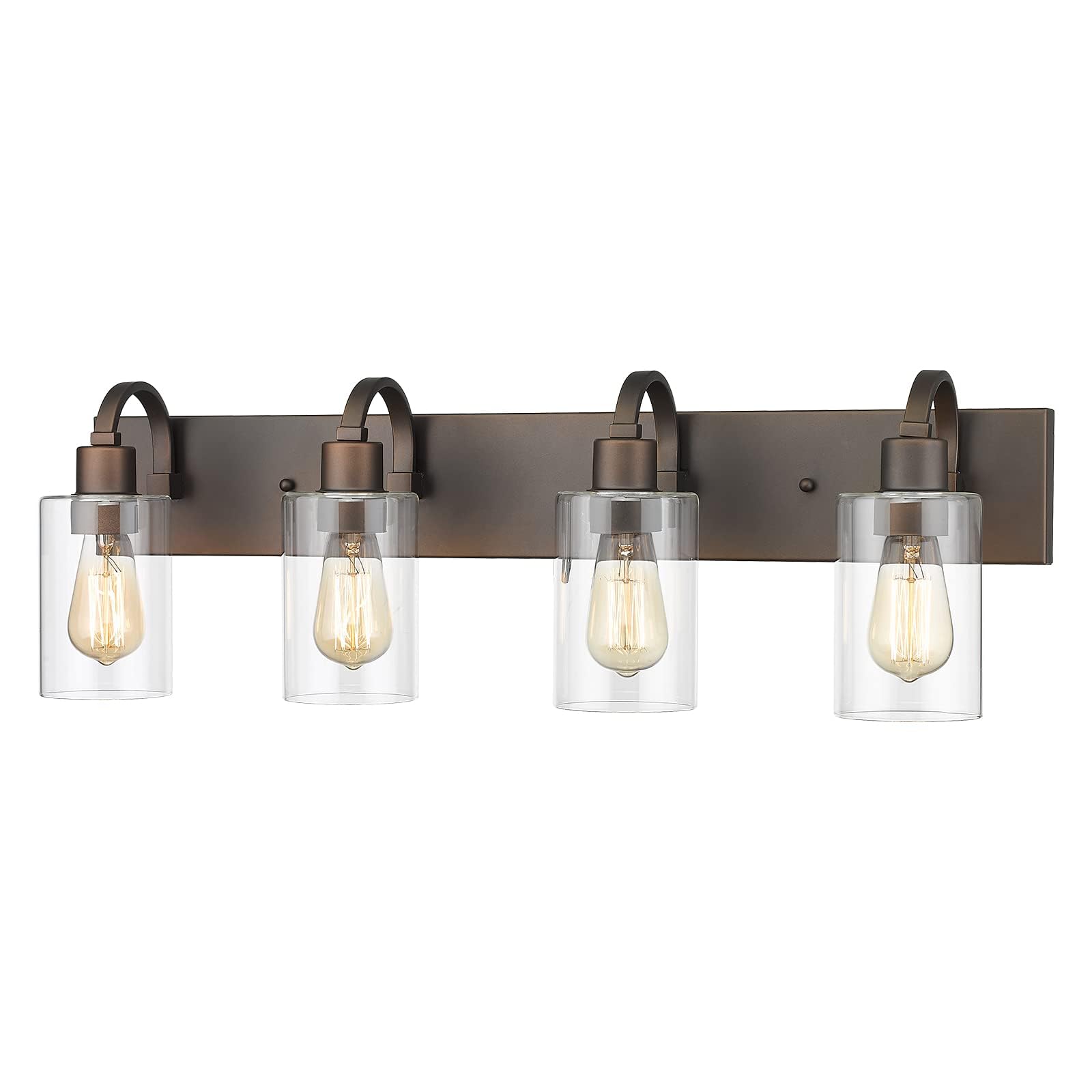Emliviar 4-Light Bathroom Vanity Light, Oil Rubbed Bronze With Clear Glass, Farmhouse Style