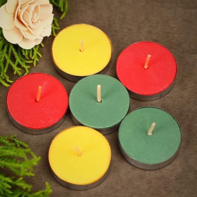AuraDecor White Tealight Candle, Smokeless No Residue Burn Upto 3 Hour, Unscented T Light Candle for Home Decor (Pack of 50 (Mul