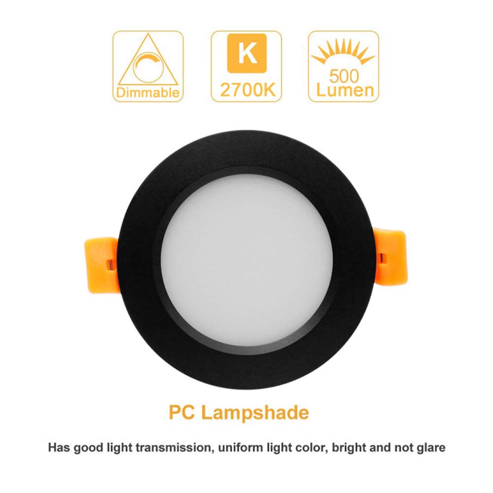 YGS-Tech LED Recessed Lighting 3 Inch Dimmable Downlight 5W 2700K Ultra Warm White Black 4 Pack
