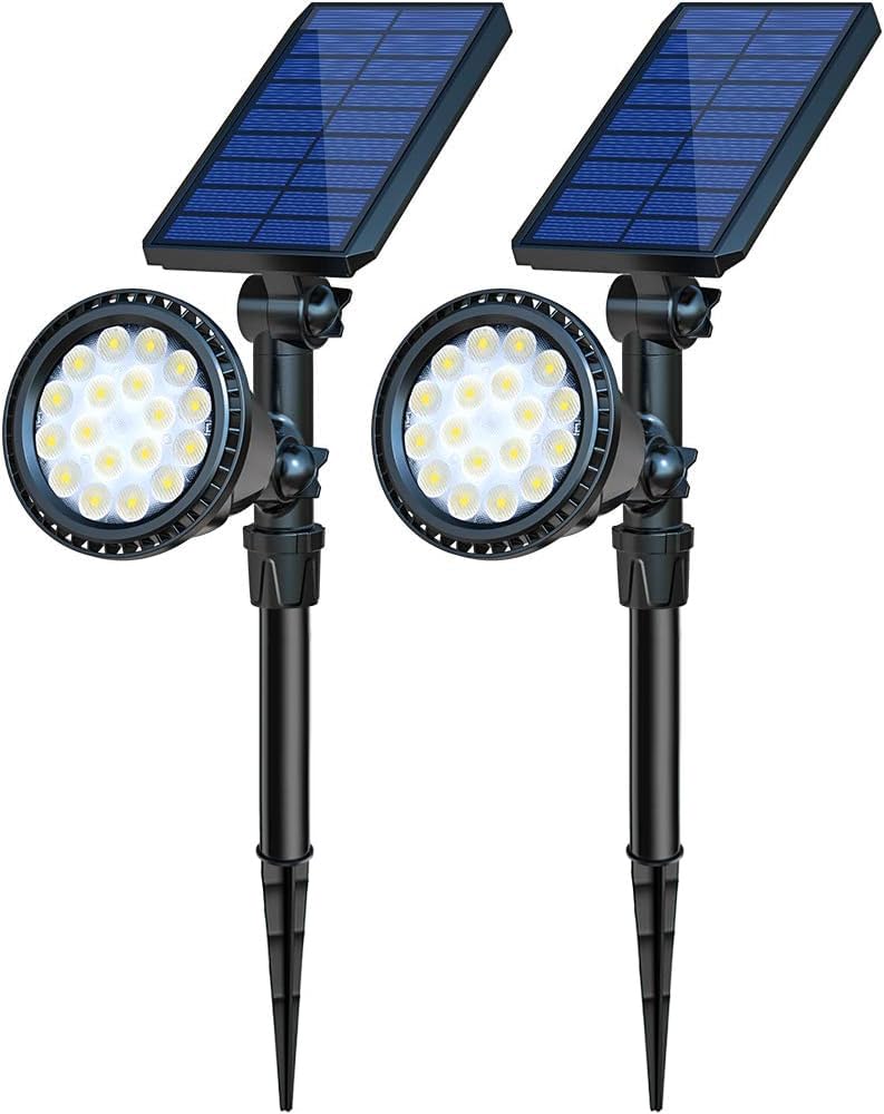 OSORD Solar Lights Outdoor, Bright Solar Landscape Spotlights Waterproof 18LED 2-in-1 Wall Light Adjustable Auto On/Off Solar Po