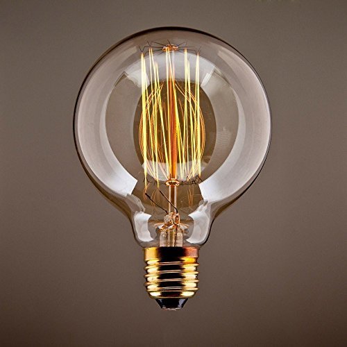 CTKcom Vintage Edison Bulbs - Antique Dimmable 40W Equivalent - 4 Pack - Warm Yellow - Brass E26/E27 Base G80 110V