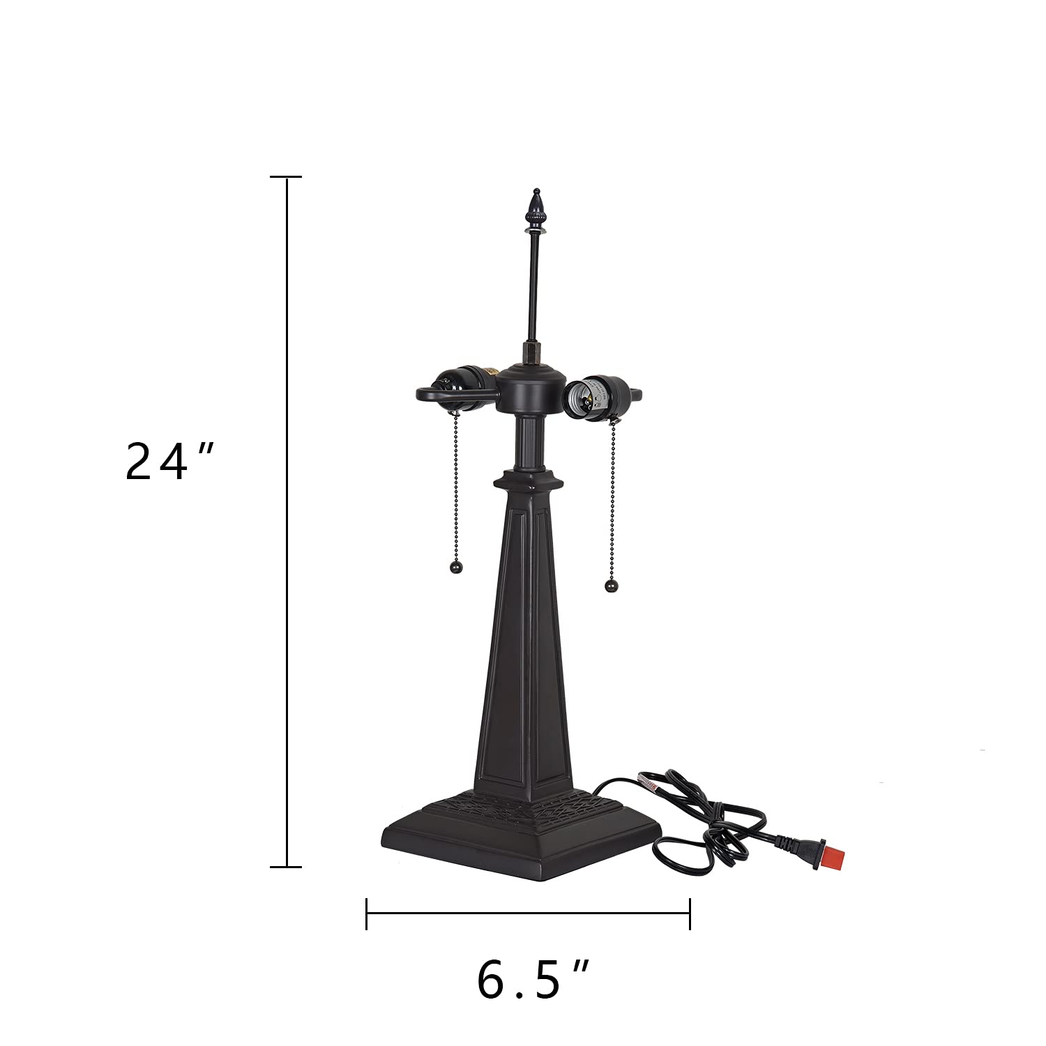 Capulina Tiffany Table Lamp Base Replacement - 24" Bronze Finished Resin, Fits 14-18" Shade, Square Blackish Bronze Design