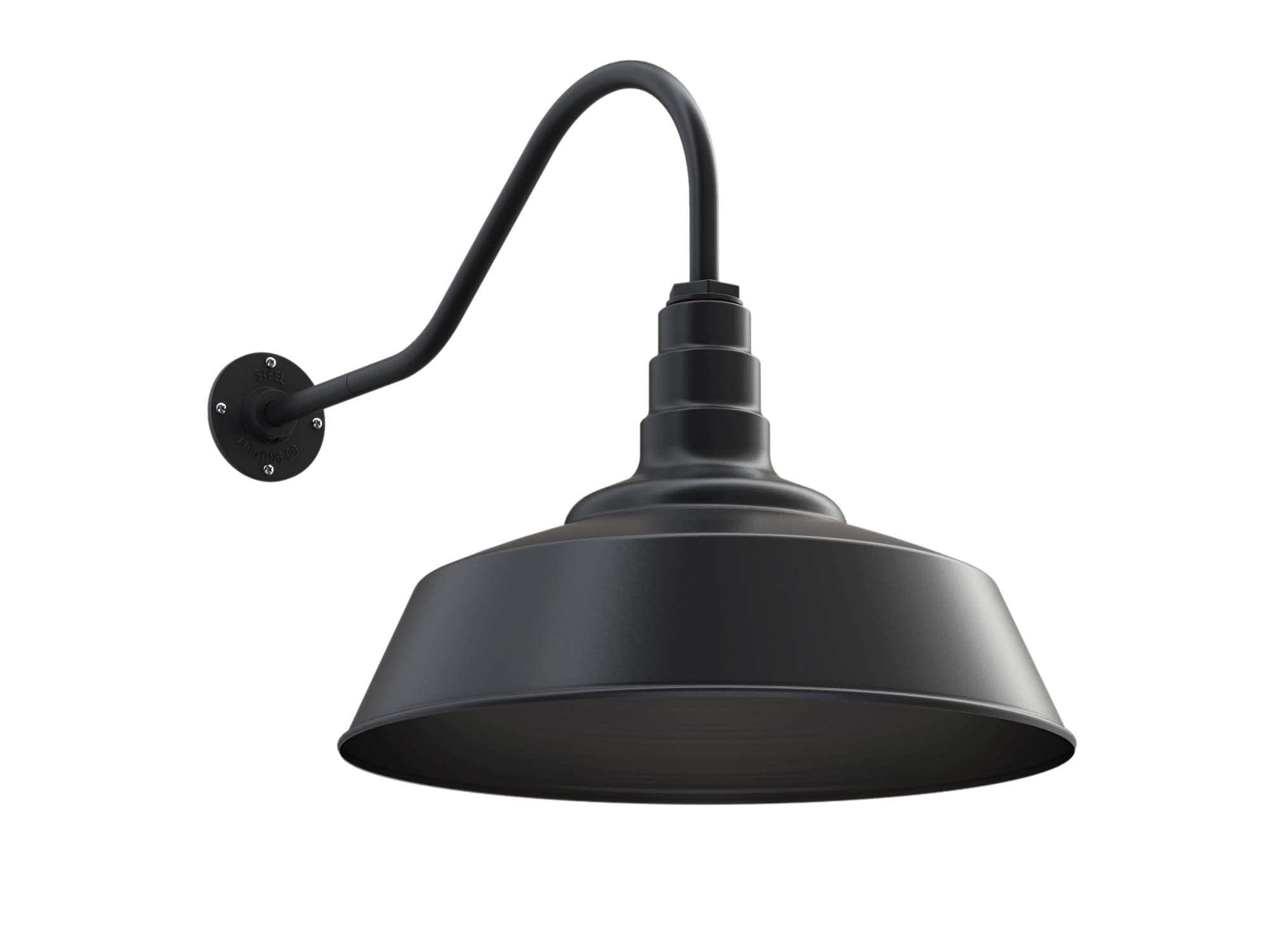 Steel Lighting Co. | Dusk to Dawn | Redondo Barn Light | Outdoor Wall Mounted | 20 inch Dome | 23 inch Gooseneck | Large Farmhou