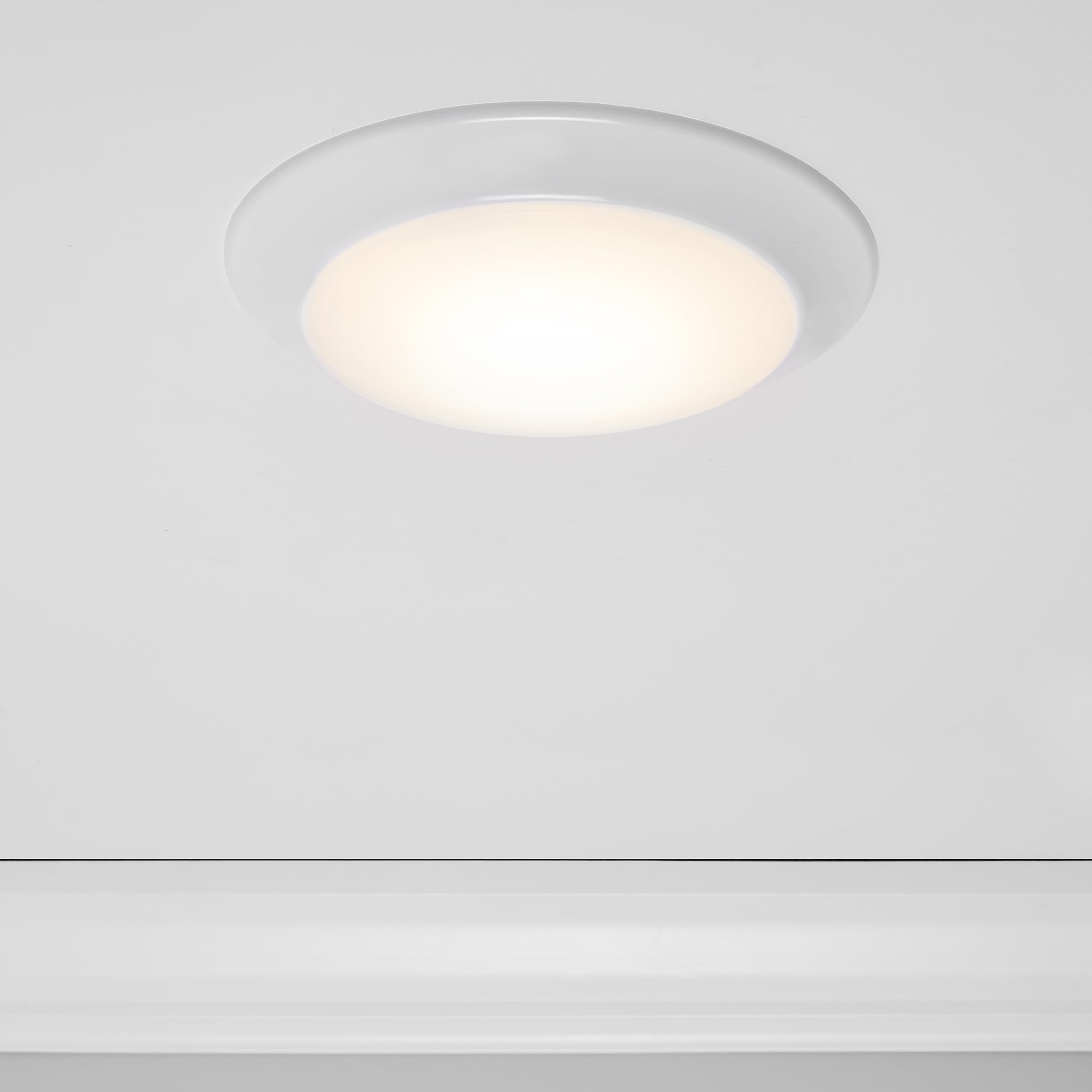 Maxxima 7.5 In. Slim Round Led Flush Mount Ceiling Light Fixture - 900 Lumens, 3000K Warm White Led Disk Light, Dimmable Dome Li