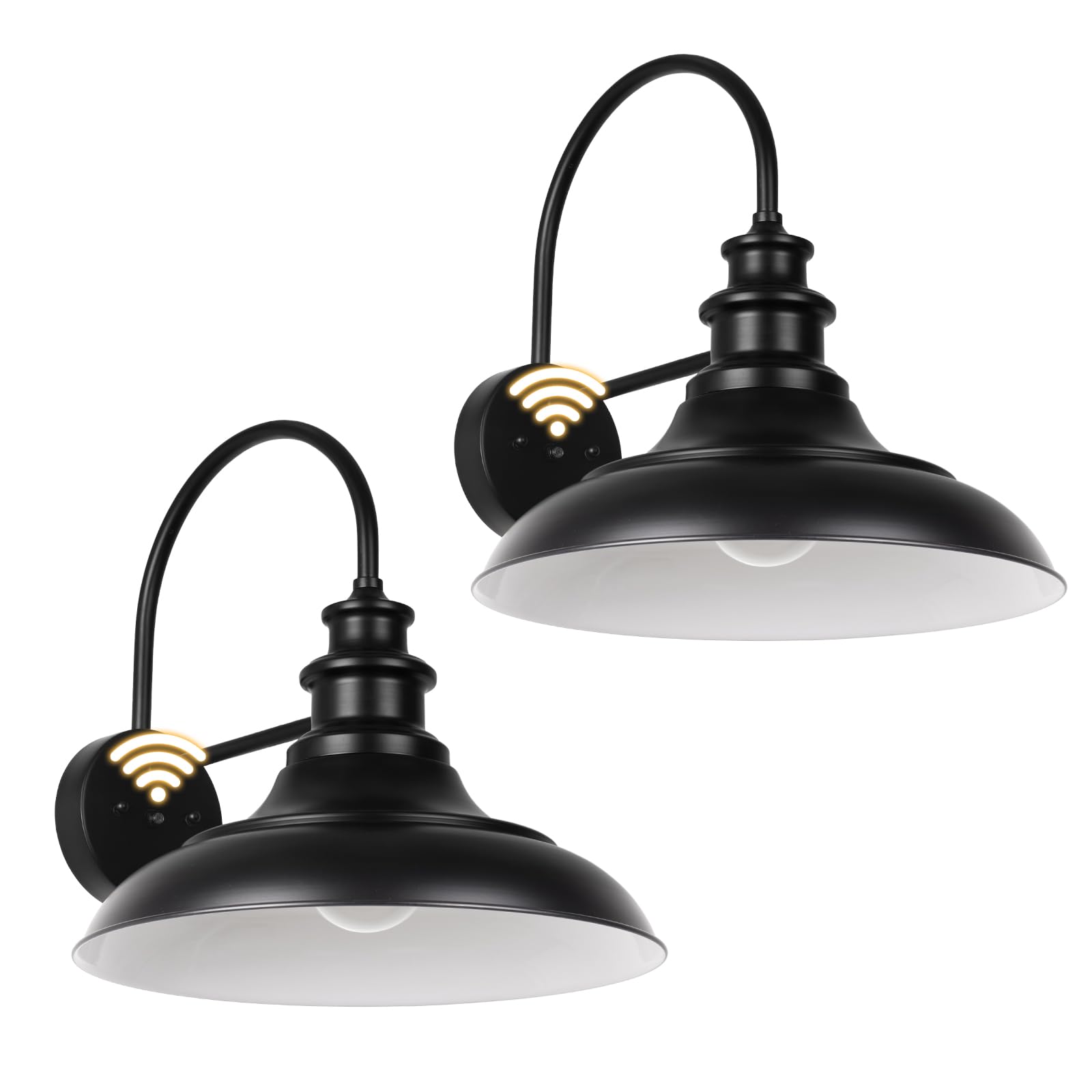 Dusk to Dawn Sensor Outdoor Barn Light Fixtures, 12.3 Inch Dome Farmhouse Outdoor Wall Sconces, Gooseneck Exterior Wall Mount Li