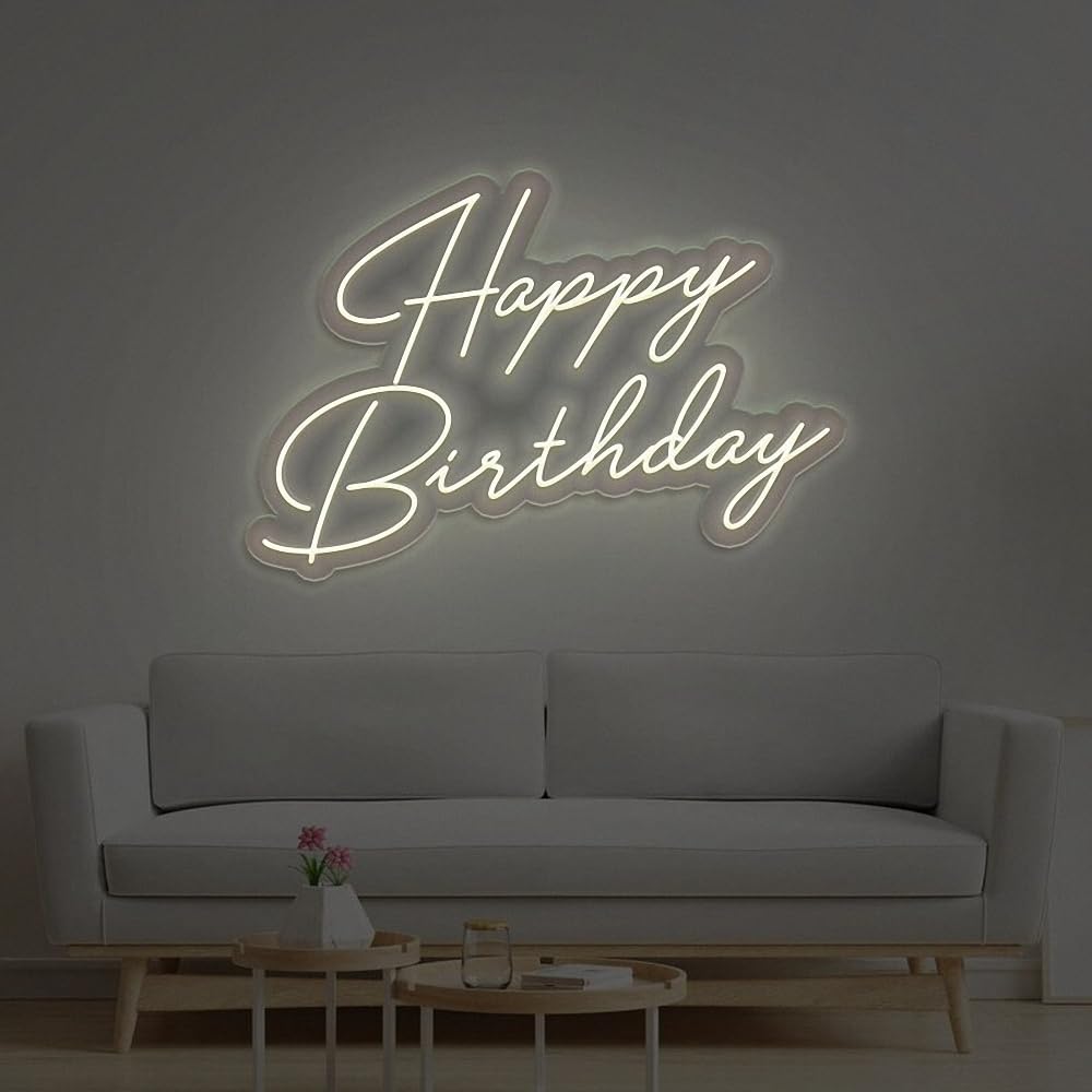 Ulalaza LED Neon Sign Night Light for Home Décor, 16.5in x 9.1in, Happy Birthday B Warm, Model NE0006-HappyBD-B WARM, USB