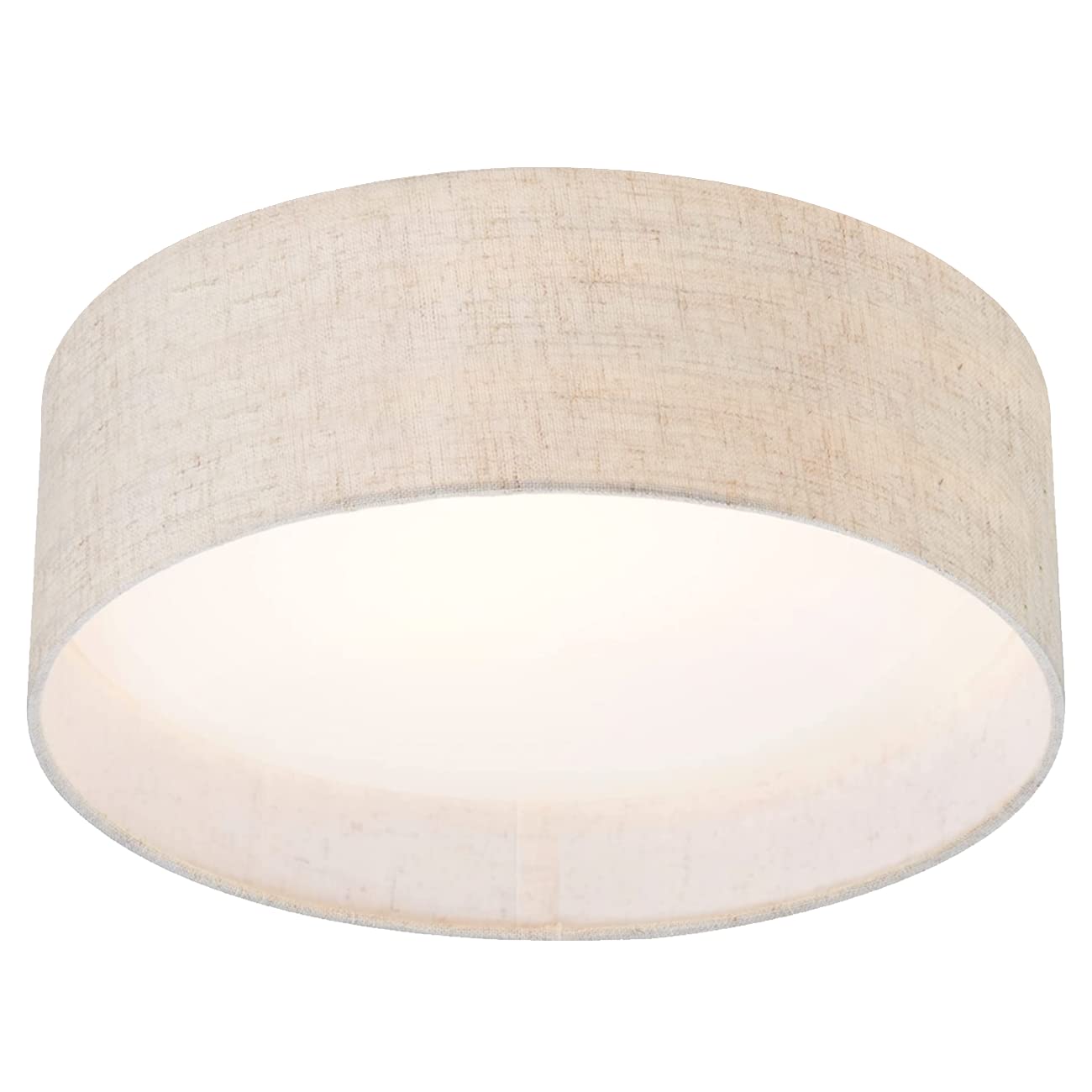 Hamilyeah 12" Fabric LED Ceiling Light Fixture, Dimmable 24W, Beige, Flush Mount for Kitchen, Bedroom, Living Room