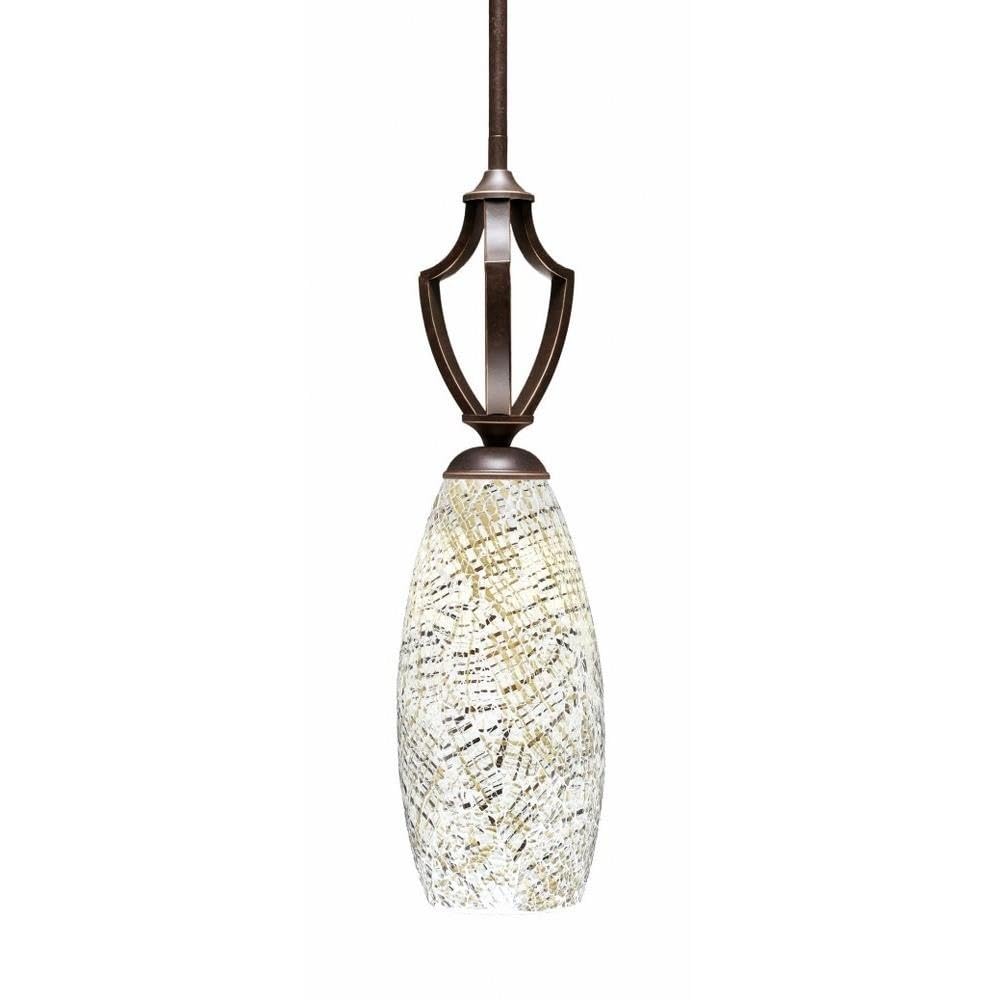 Toltec Lighting 561-DG-5064 Zilo 1 Light Mini Pendant with 5.Inch Natural Fusion Glass, Dark Granite Finish