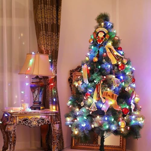 Anycosy Christmas Lights C6, 32.8 Ft 100 Leds Strawberry Battery Operated Strings Lights 8 Modes & Timer For Xmas Tree Garland G