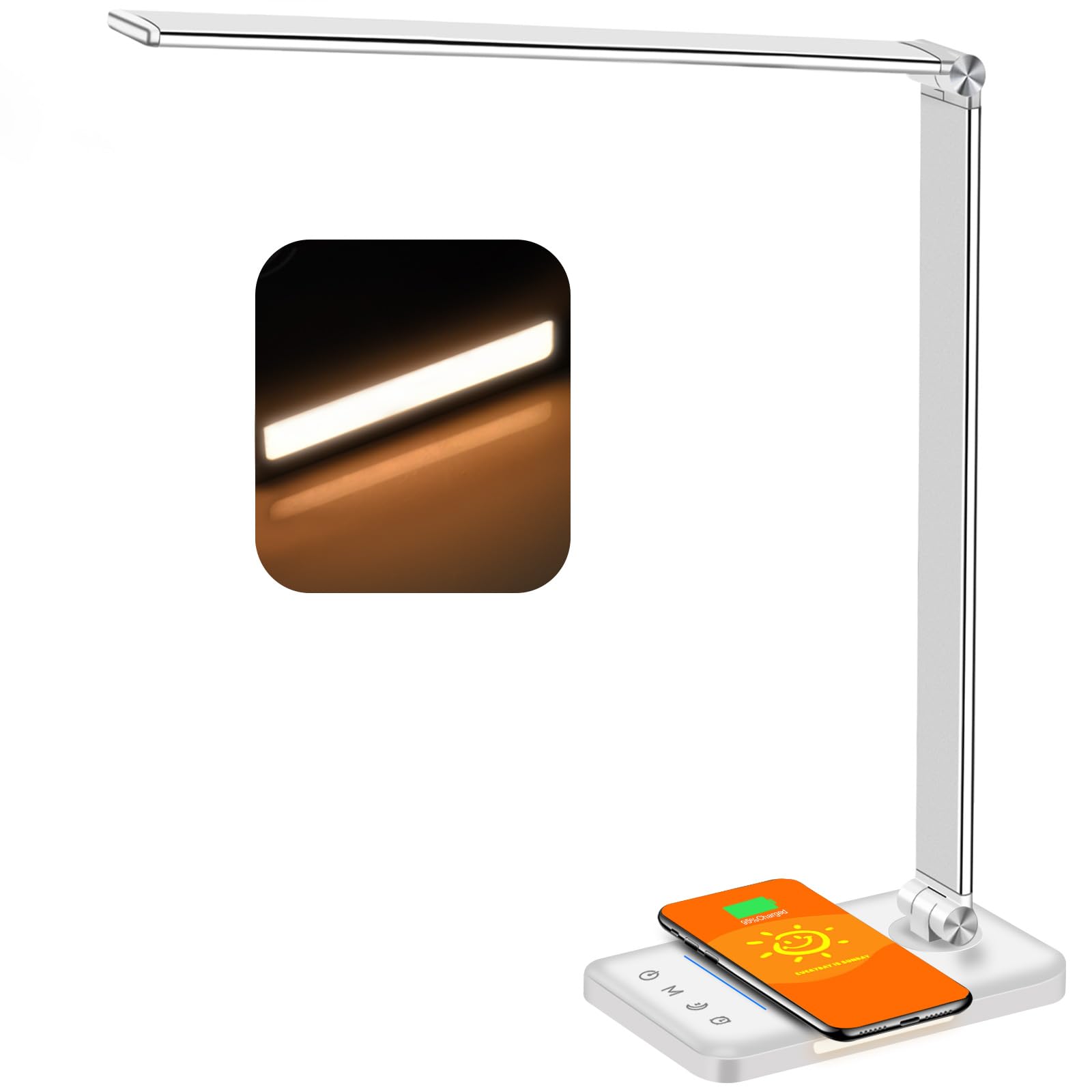 AFROG Multifunctional LED Desk Lamp with Wireless Charger, USB Charging Port, 5 Lighting Modes,5 Brightness Levels, Sensitive Co