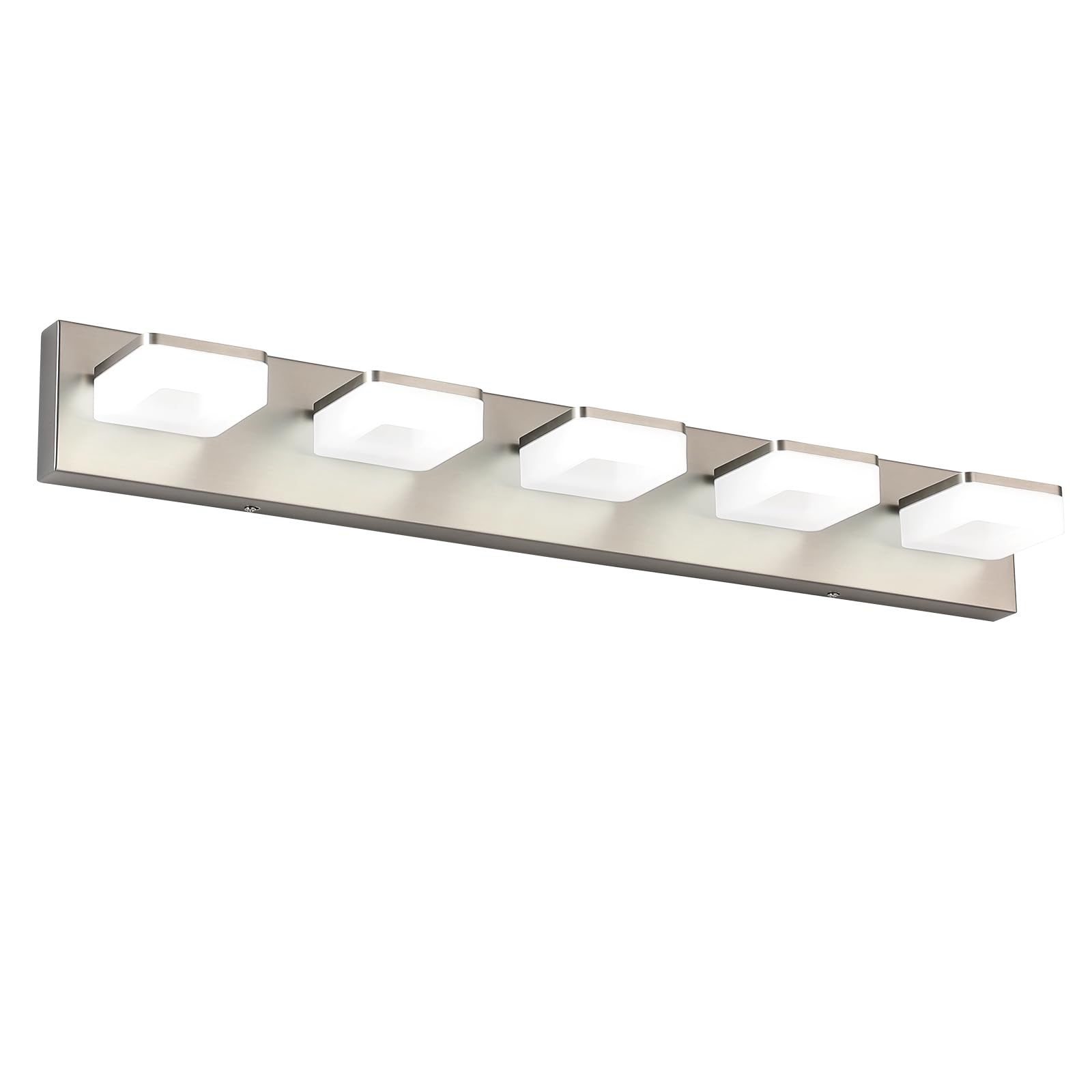 Bicrink Brushed Nickel Vanity Lights For Bathroom 5 Light Vanity Lighting Fixtures For Mirror 32 Adjustable 5500K Modern Led Vanity Light Over Mirror  Bath Wall Lighting Fixtures