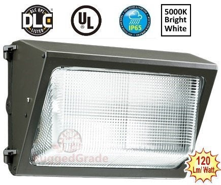 Ruggedgrade 80 Watt Led Wall Pack - Durado Blade Series - 11,400 Lumens - 5000K - Semi Cut Off - Dlc 5.1 Premium - No Photocell- Black Housing