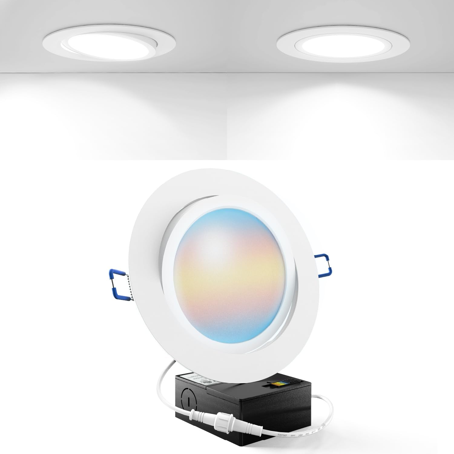 Sunco Adjustable Recessed Lighting LED, Gimbal Lights 6 Inch Directional Eyeball Canless, Selectable CCT 2700K/3000K/4000K/5000K
