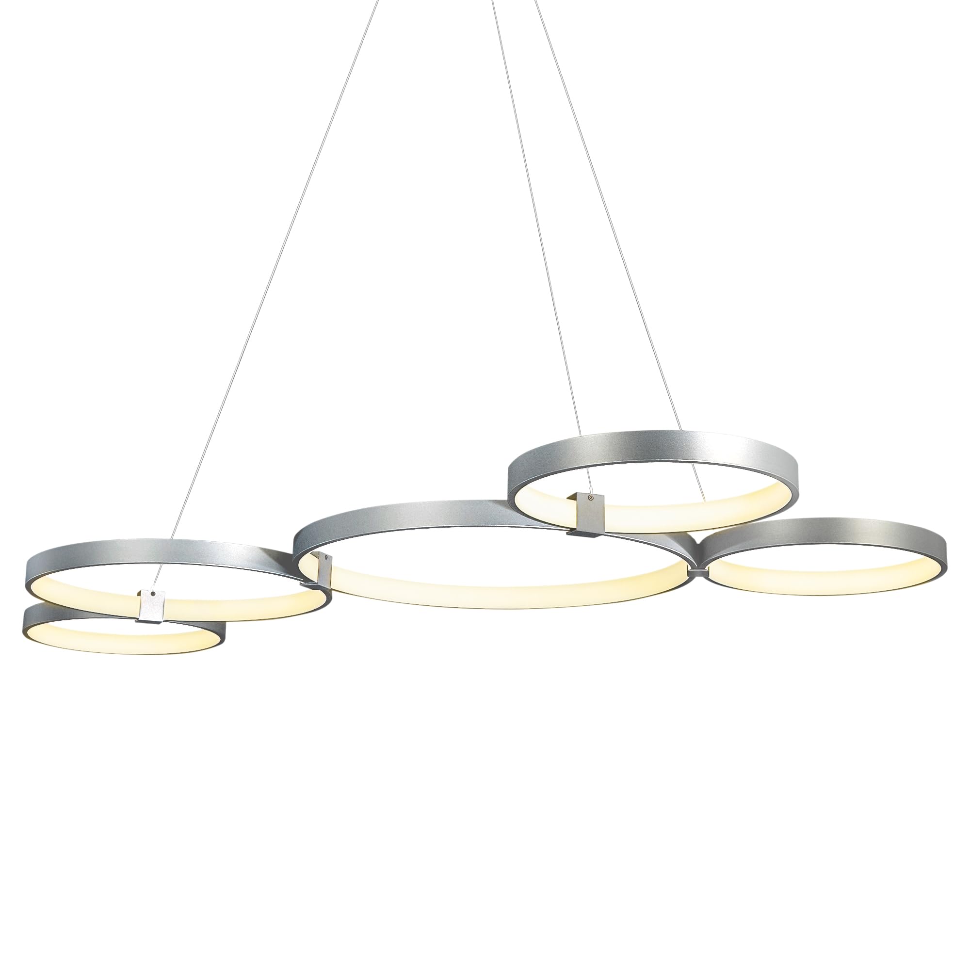Vonn Lighting VMc32410AL 50 in capella Multi-Ring Adjustable Modern LED Hanging chandelier Lighting in Silver