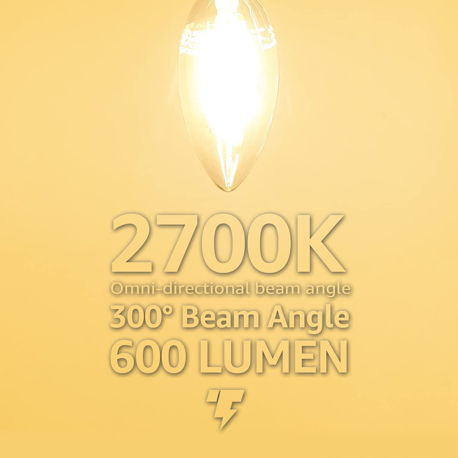 TORCHSTAR Dimmable E12 LED Candelabra Bulb 60W Equivalent Clear Glass 2700K Soft White Pack of 6