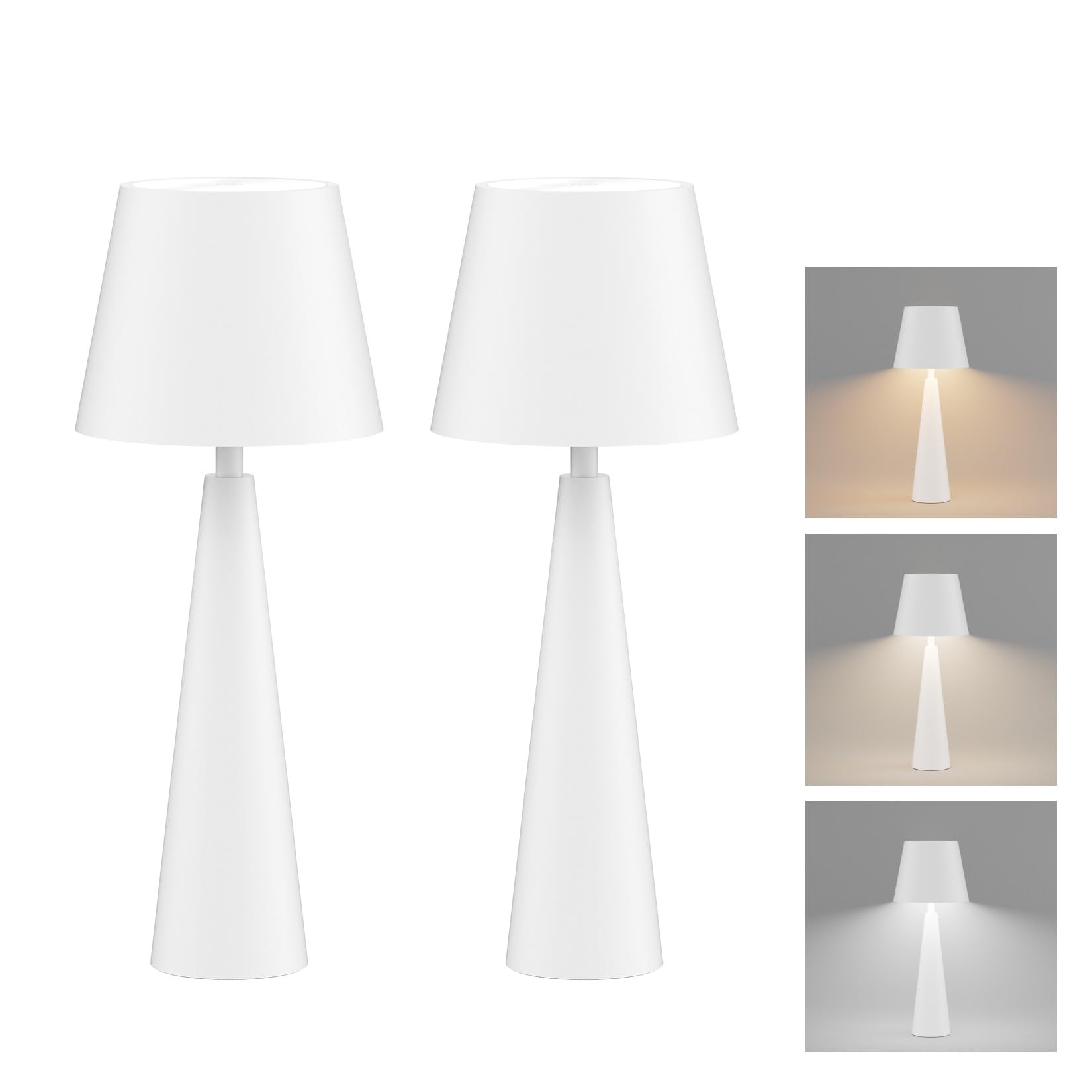 Coinmit Modern LED Cordless Table Lamp with Touch Sensor, IP54 Waterproof Table Light for Outdoor, White Portable LED Table Lamp