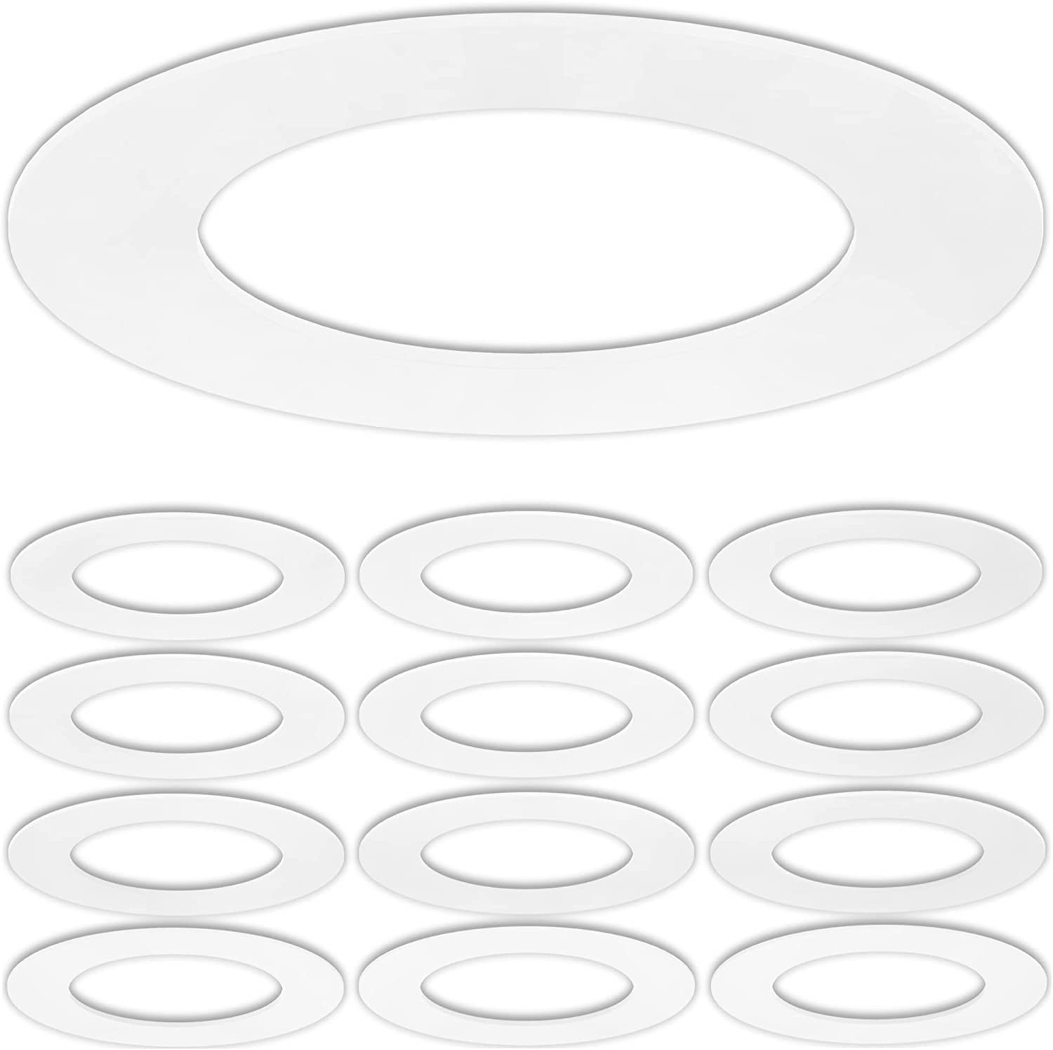 Lighting Labs 12 Pack Matte White Goof Trim Ring For 6" Inch Recessed Can Lighting Down Light, Outer Diameter 8 Inches, Inner Diameter 6.2 Inches