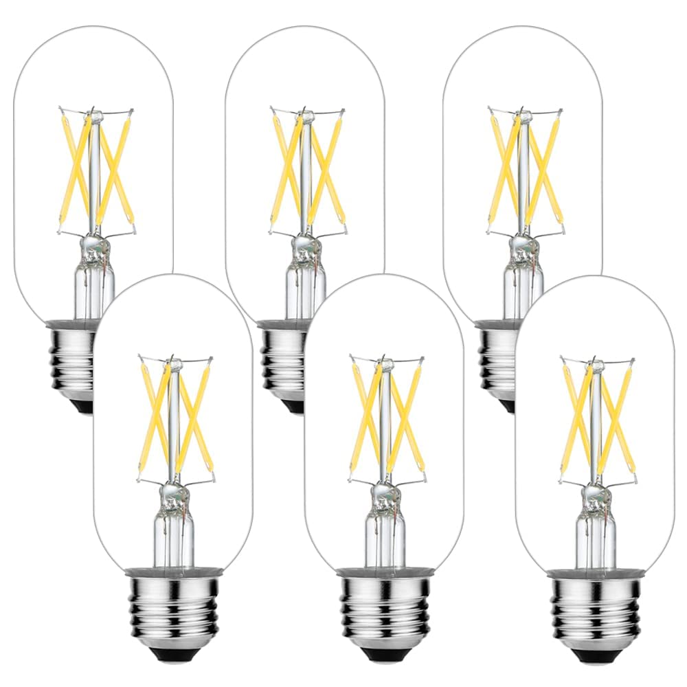 Litehistory E26 Edison Bulb 6W Equivalent E26 Led Bulb 60 Watt Dimmable Neutral White 4000K E26 Light Bulb Ac120V 600Lm Tubular T14 T45 Led Bulb For Pendant,Sputnik,Vanity,Chandeliers Pack Of 6