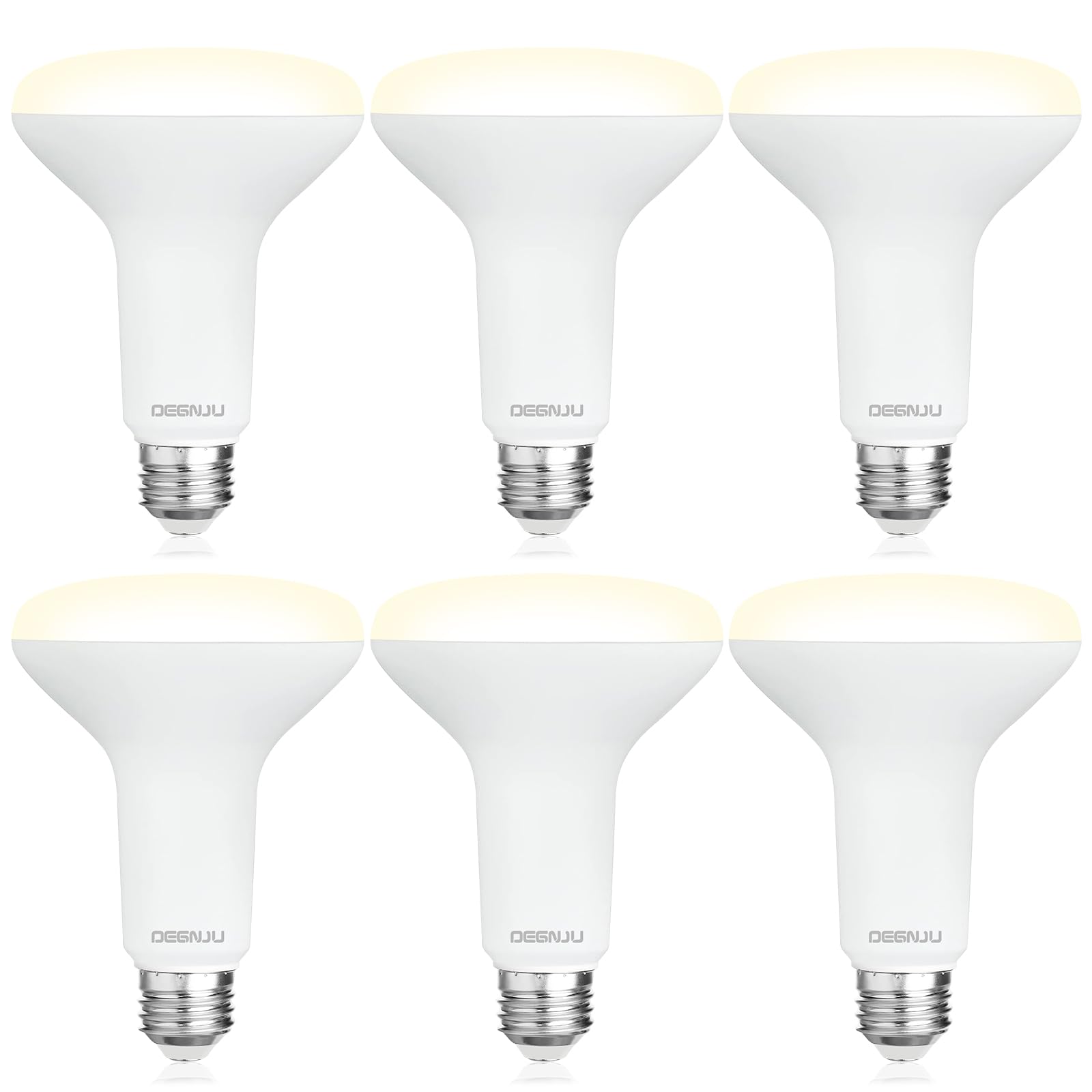 DEGNJU 6 Pack BR30 LED Recessed Light Bulb  Dimmable Indoor Flood Light Bulbs CRI80 7W Equivalent 65W 3000K Warm White 650 Lumens  15000 Lifetime Hours E26 Base LED Can Light Bulb  Flicker-Free