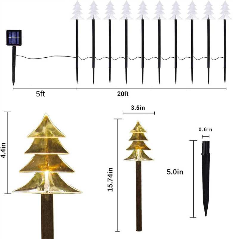 ILLUMINEW Outdoor Christmas Pathway Lights, Set of 10, Solar LED, Waterproof, Warm White, Model 01