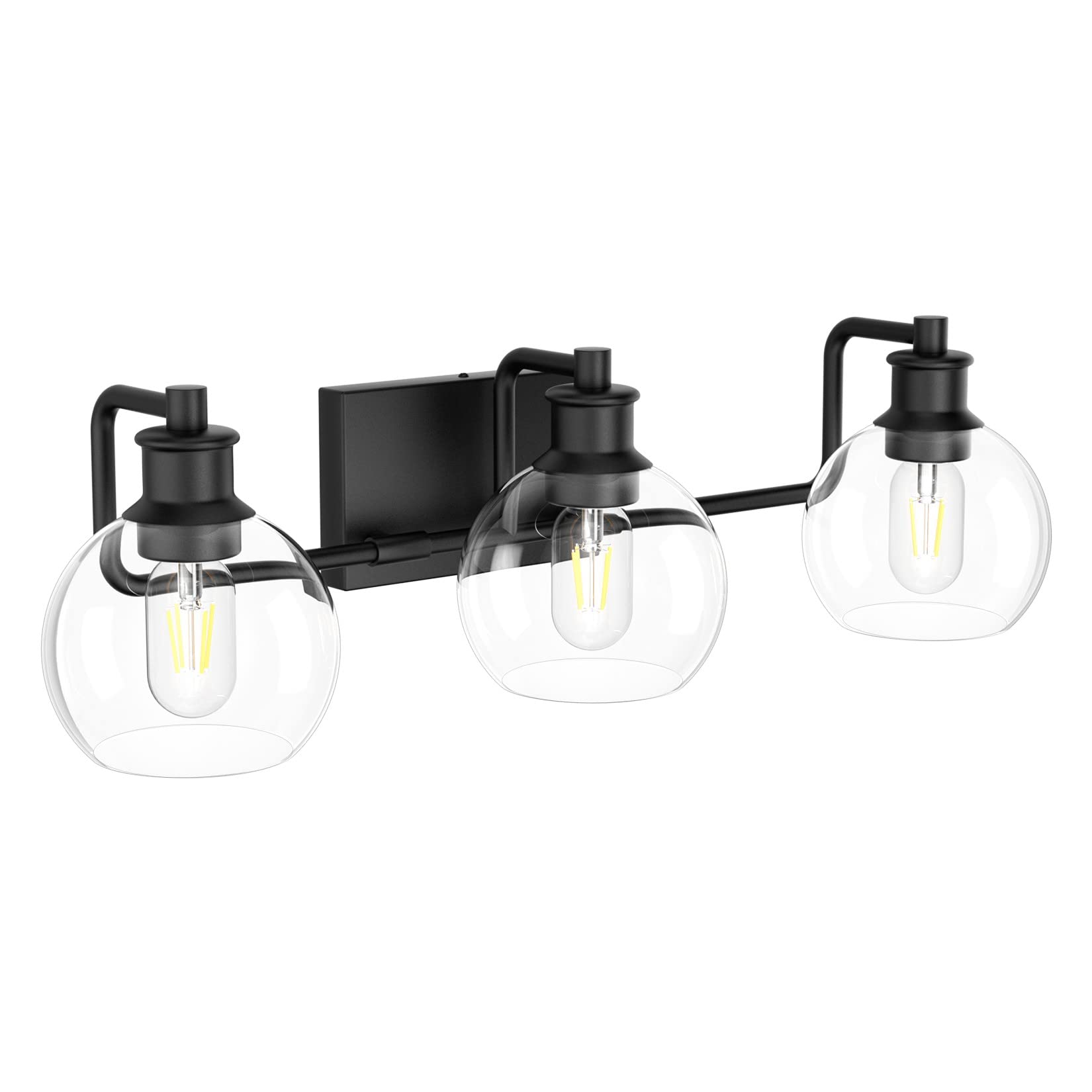 Tipace Black Vintage Bathroom Vanity Light Fixture, 3-Light Industrial Design, Metal, Model L-7493-1, Excludes Bulb