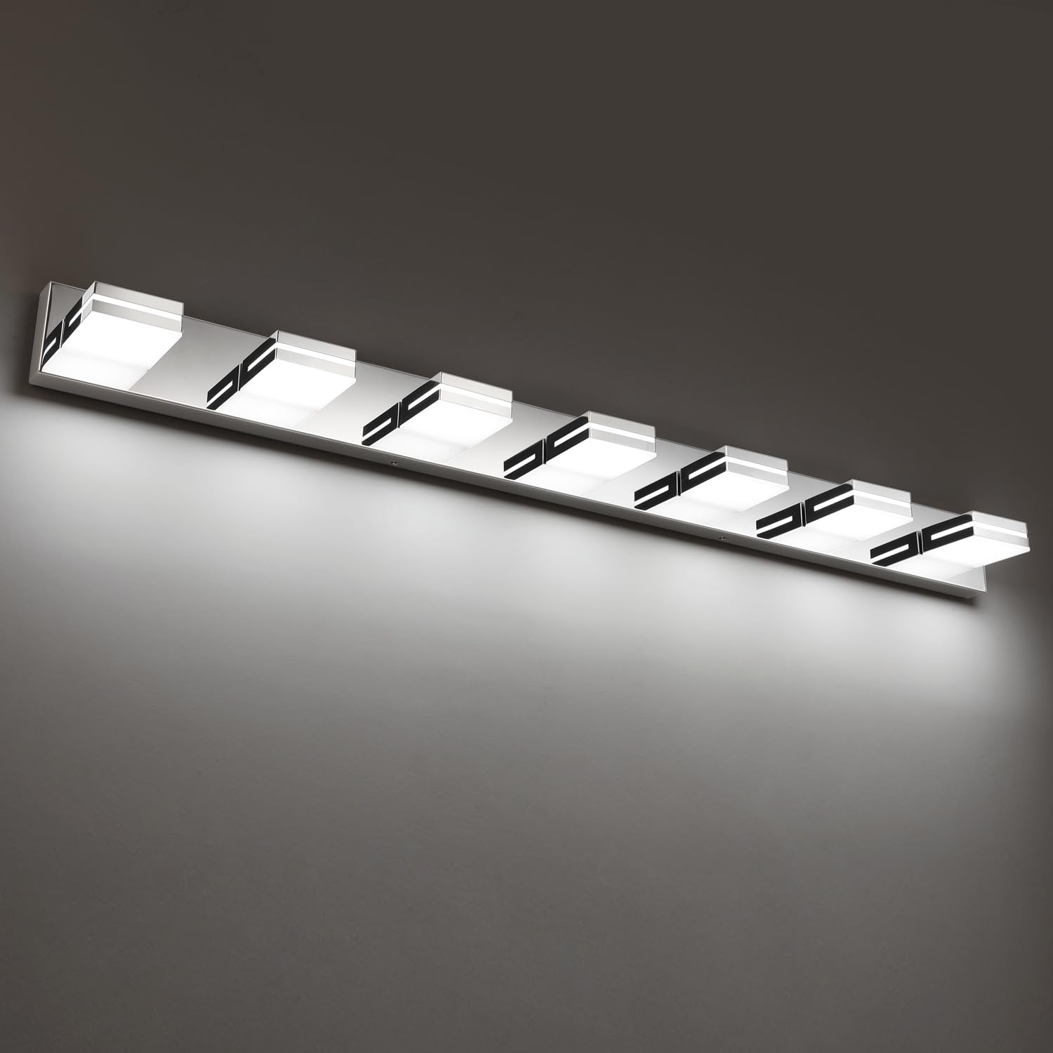 Sinerise Led Modern Bathroom Vanity Light Fixtures (7-Light, 55-Inch), Chrome Modern Acrylic Bathroom Wall Lighting Fixtures Ove
