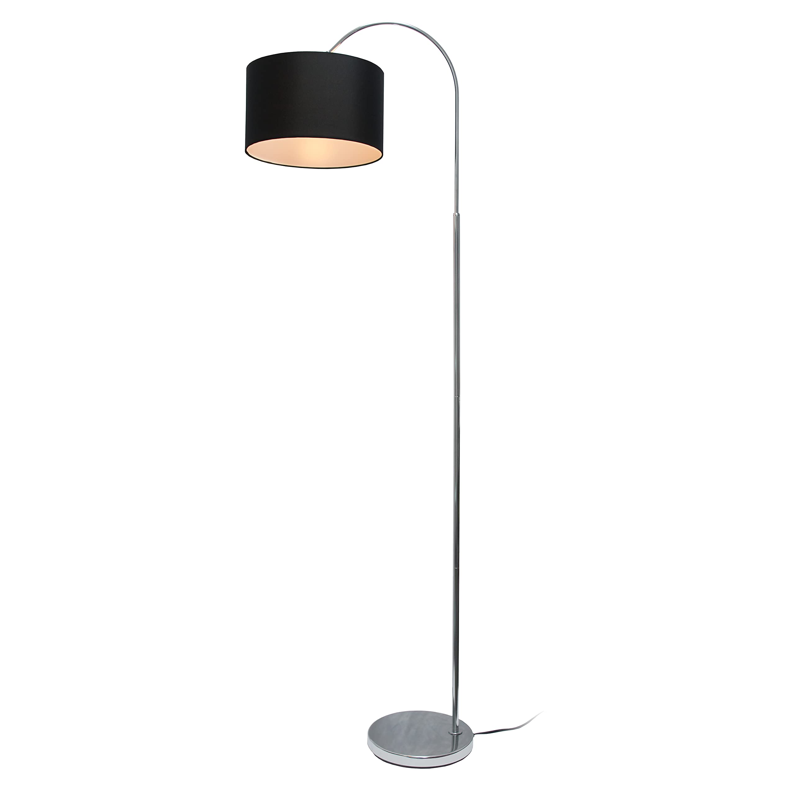 Simple Designs Lf2005-Blk Arched Brushed Nickel Floor Lamp With Black Fabric Shade