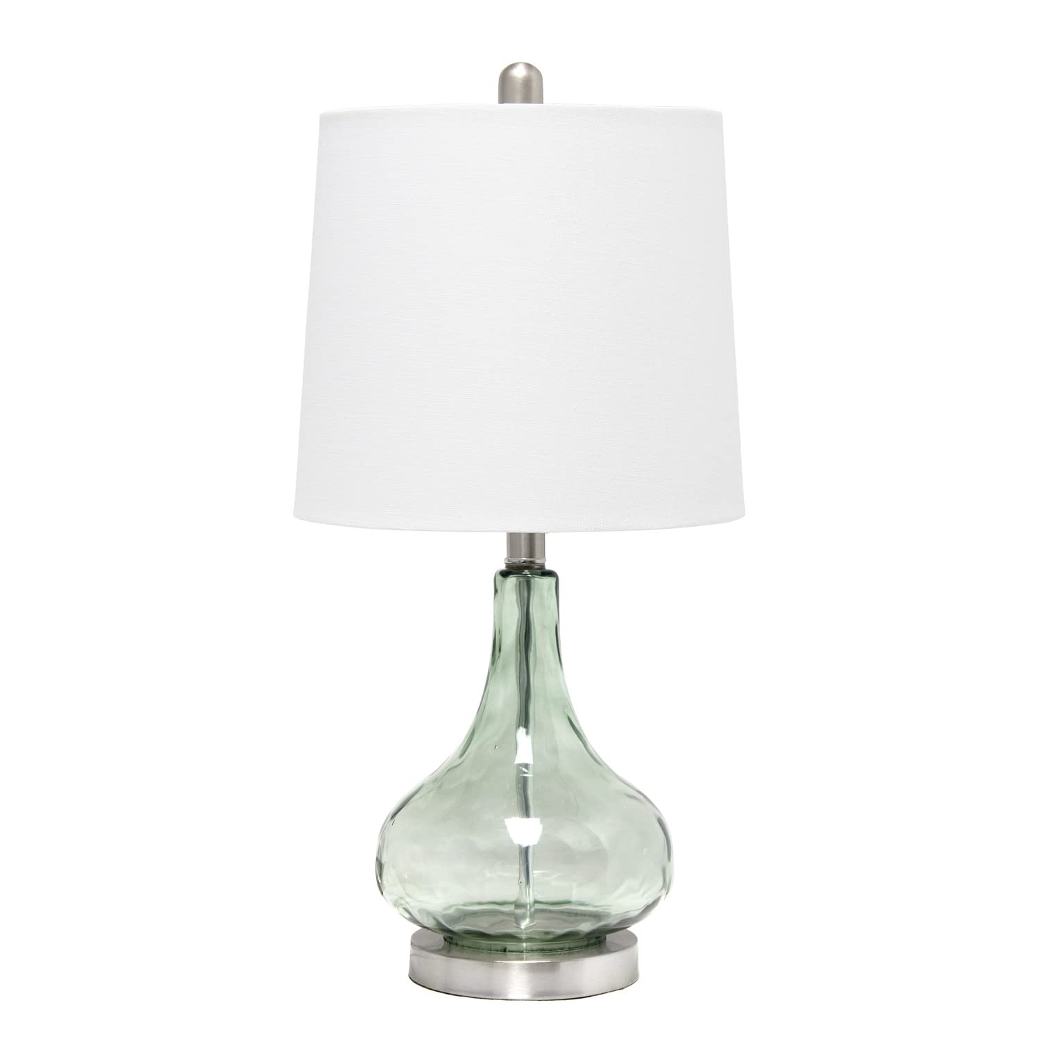 Elegant Designs LT3326-SGE Modern Bedside Table Lamp, 11x11x23.25in, Sage Green Glass Shade, Steel Base