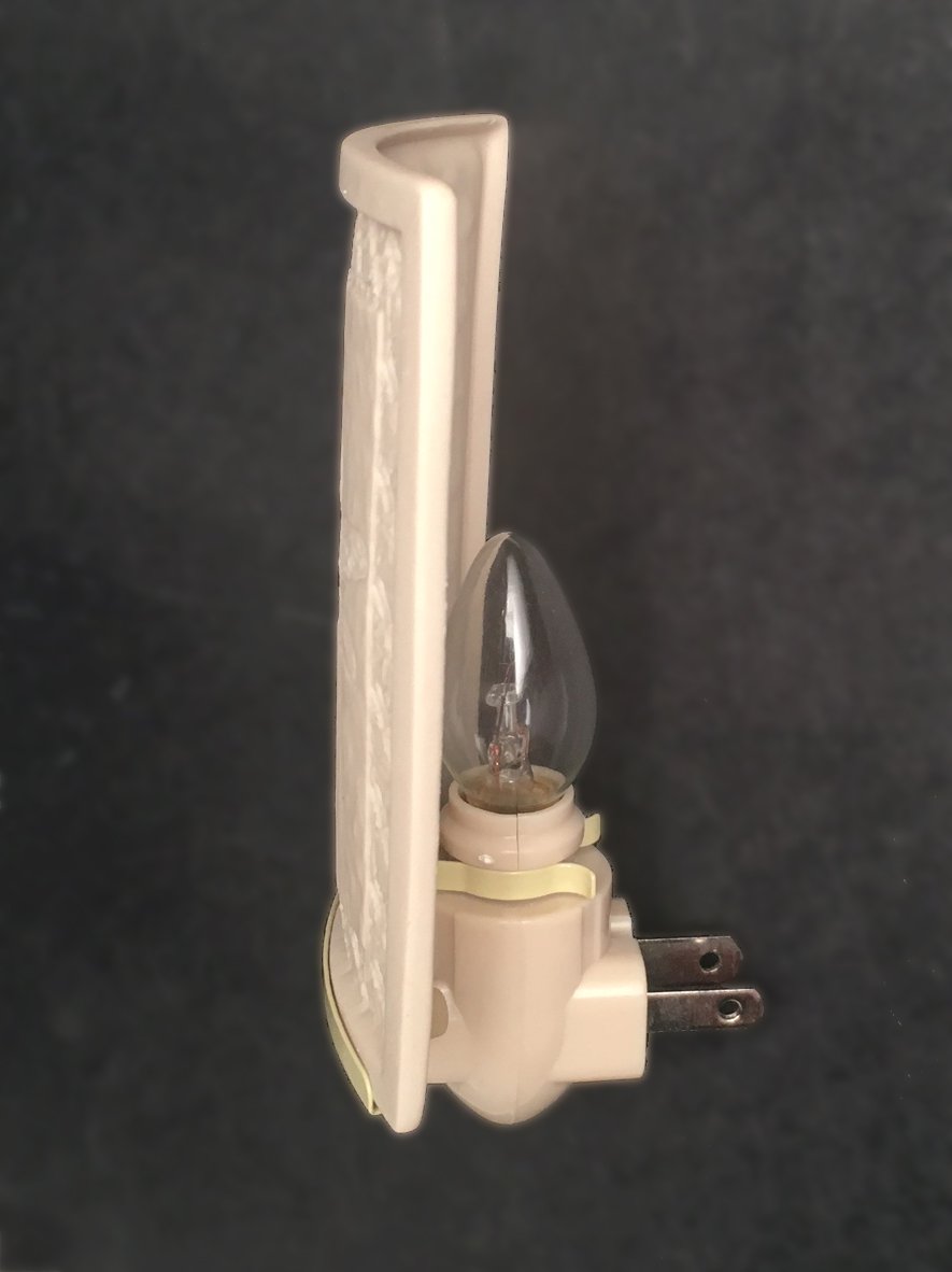 The Porcelain Garden Night Light - Colored Porcelain Lithophane, Model NRC310A, Bisque Cream, Decorative Wall Plug for Nursery and Home