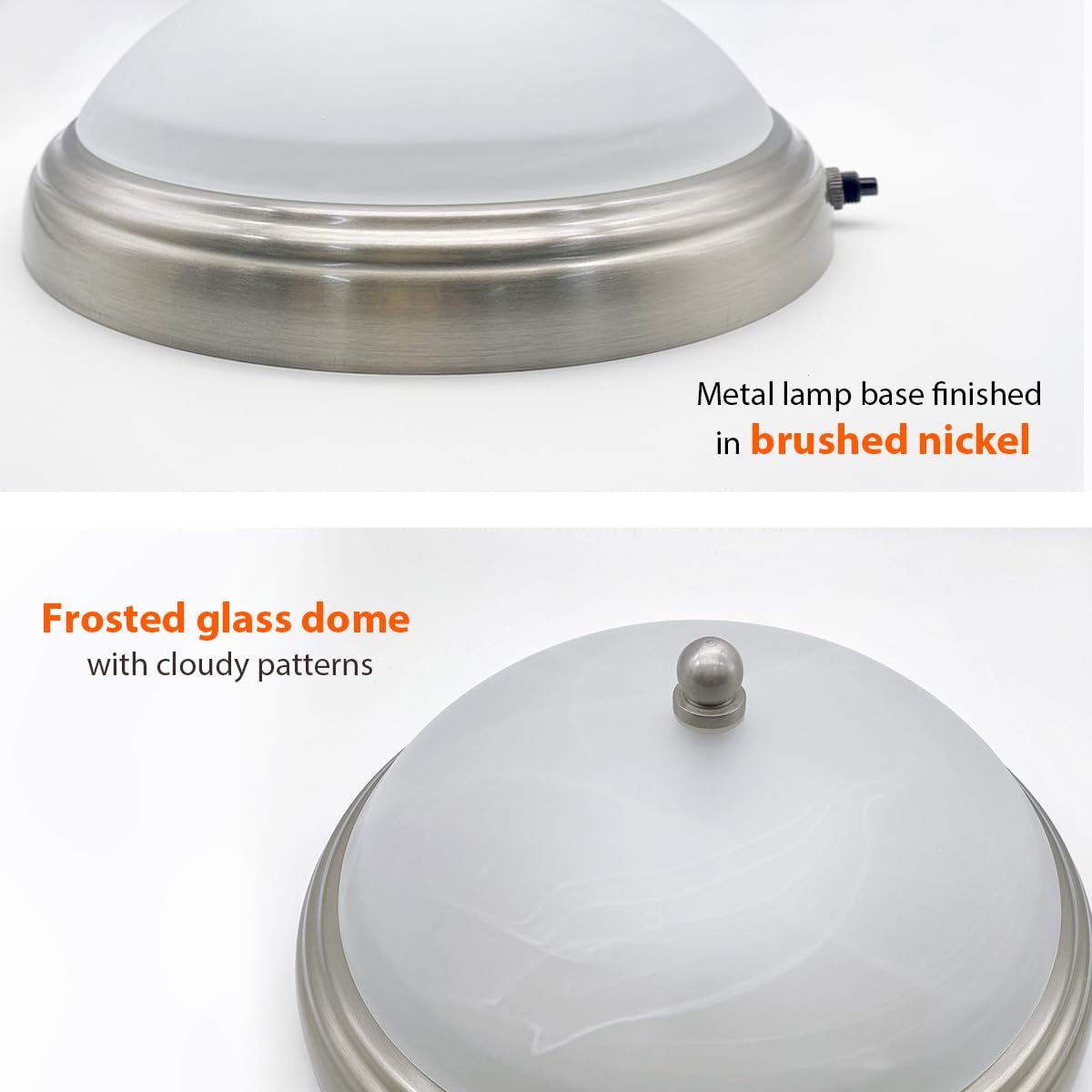 Dream Lighting 12V DC LED Glass Ceiling Light Fixture - 9 inch Soft White Dome Light with Switch for RV/Boat/Trailer