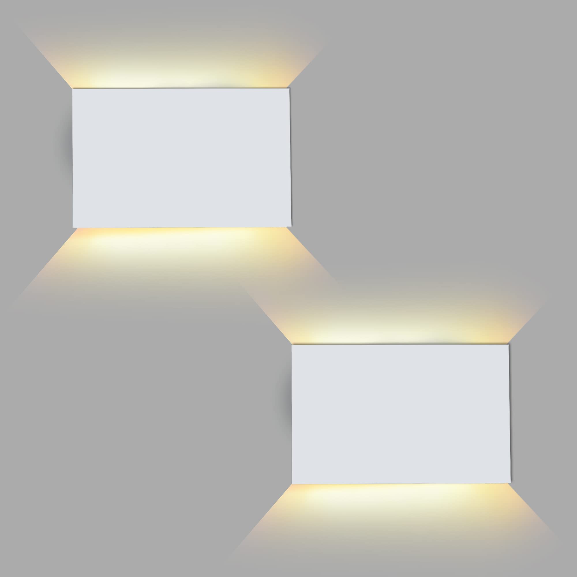 FUDESY LED Wall Sconce, Modern Indoor/Outdoor Lighting, 3000K Warm White, Plastic, 2-Pack, White