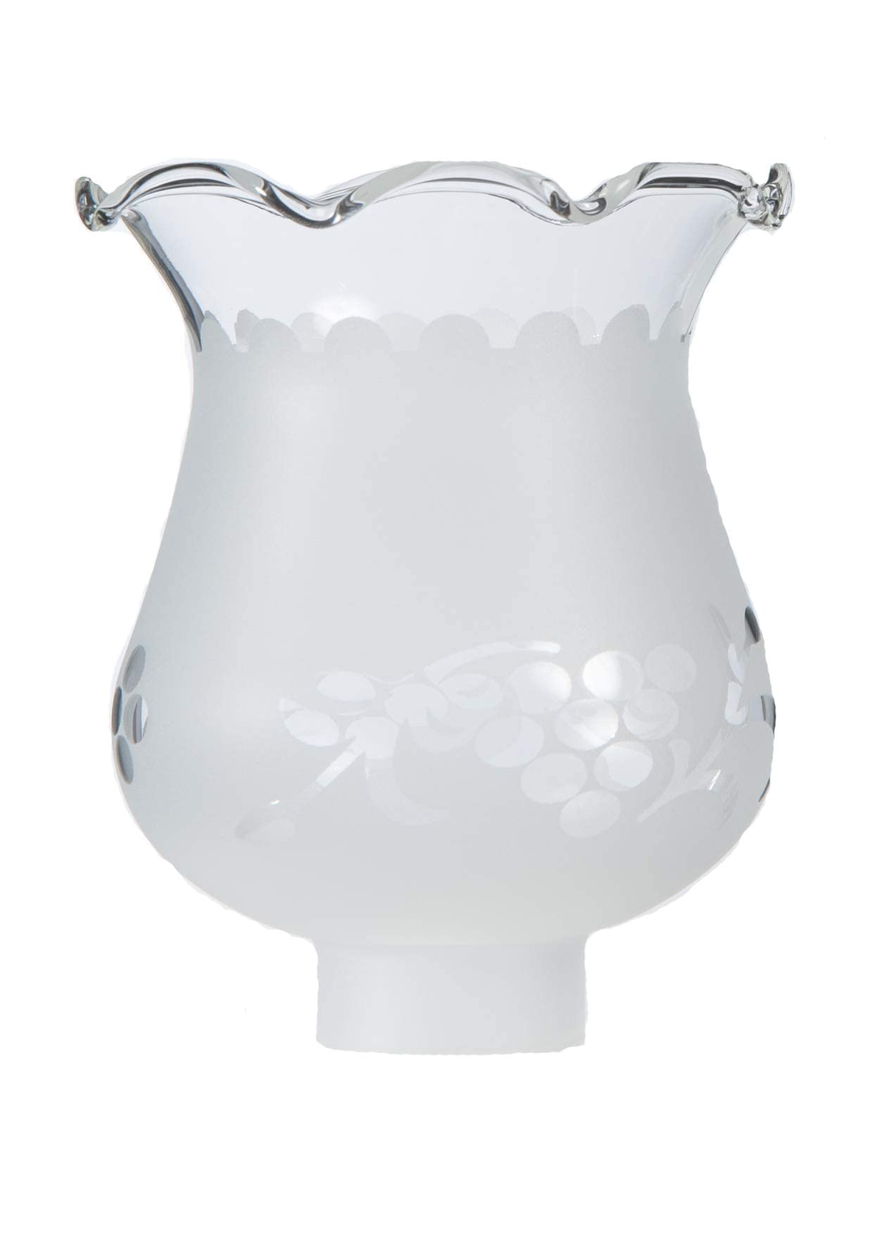 B&P Lamp Glass Lamp Shade, Colonial Style, Frosted & Etched Design, 1 5/8 Inch Fitter, Clear/Frosted