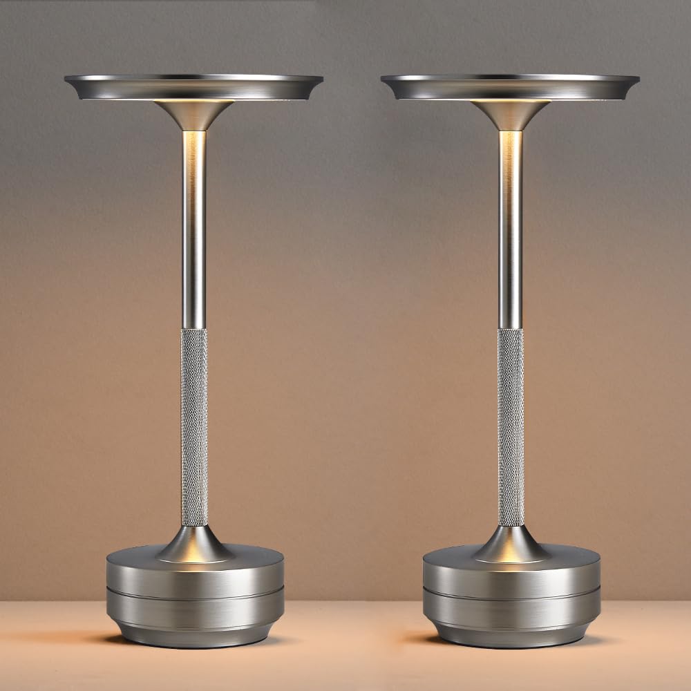 2 Pack Rechargeable Cordless Table Lamps, Outdoor Portable 5000Mah Battery Table Light, 3 Color Stepless Dimming Led Table Light