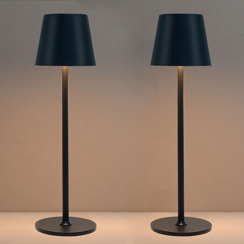 2 Pack Cordless Table Lamps, Rechargeable Portable 5000Mah Battery Operated Lamp, LED 3 Color Stepless Dimming Touch Bedside Lam