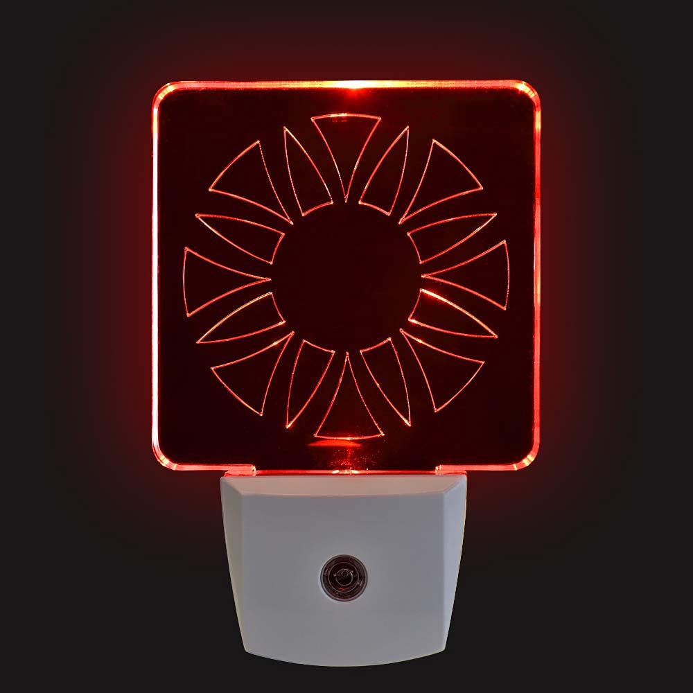 Spectra479 Red Led Dim Night Light - Safe Circle Design For Bedrooms & Bathrooms (2 Pack)