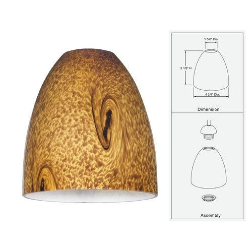 Design Classics Lighting Modern Bell Glass Light Shade With Art Glass - Lipless With 1-5/8-Inch Fitter