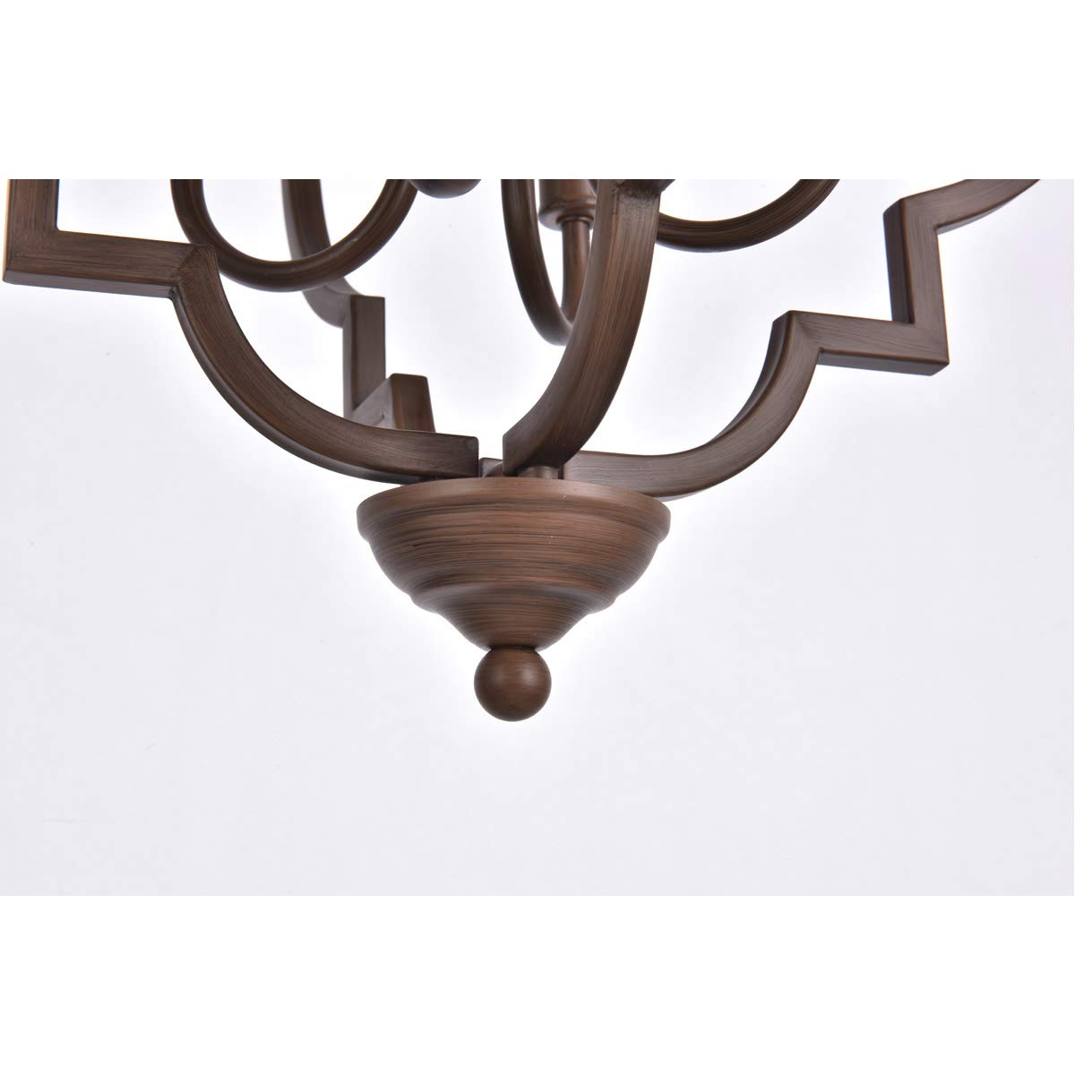 Elegant Lighting Living District Sandara 4-Light Mid-Century Metal Pendant in Weathered Oak