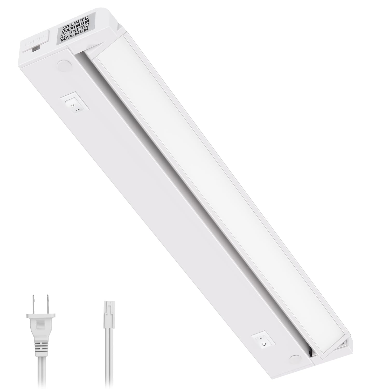 GETINLIGHT Swivel LED Under Cabinet Lighting, Dimmable 2700K/4000K, 12 Inch, White, Model IN-0109-2-WH