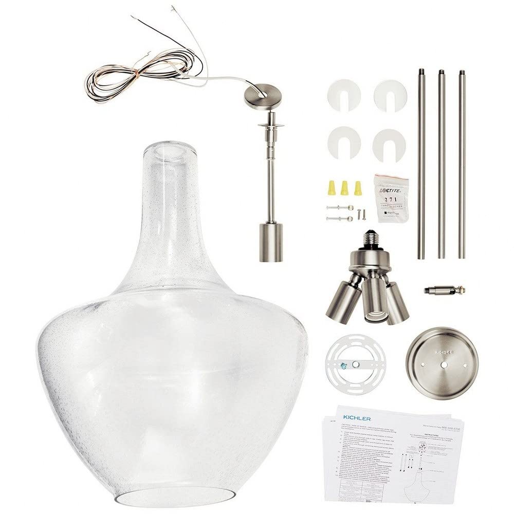 Kichler Everly 22.75 3 Light Bell Pendant Clear Seeded Glass Olde Bronze