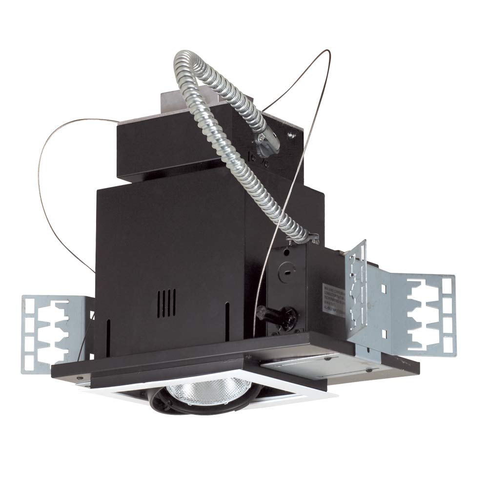 Jesco Lighting MGMH3070-1EWB Modulinear Directional Lighting For New Construction, Double Gimbal Metal Halide 70W PAR30 1-Light Linear, Black Interior With White Trim