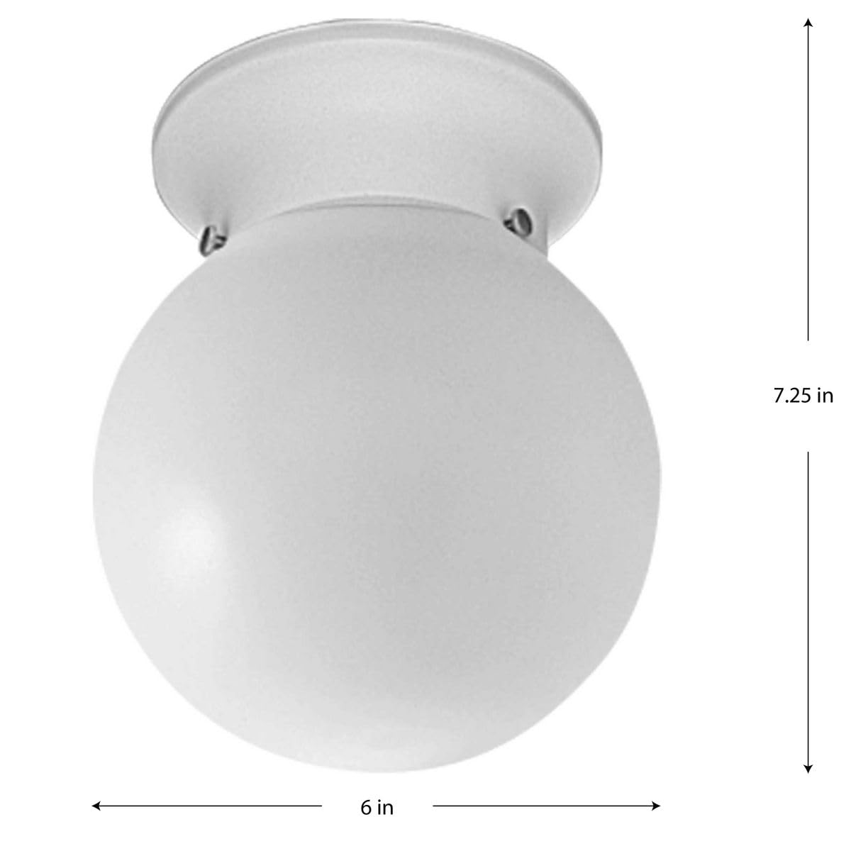 Progress Lighting P3605-30 Ceiling Fixture With White Glass Globe, White