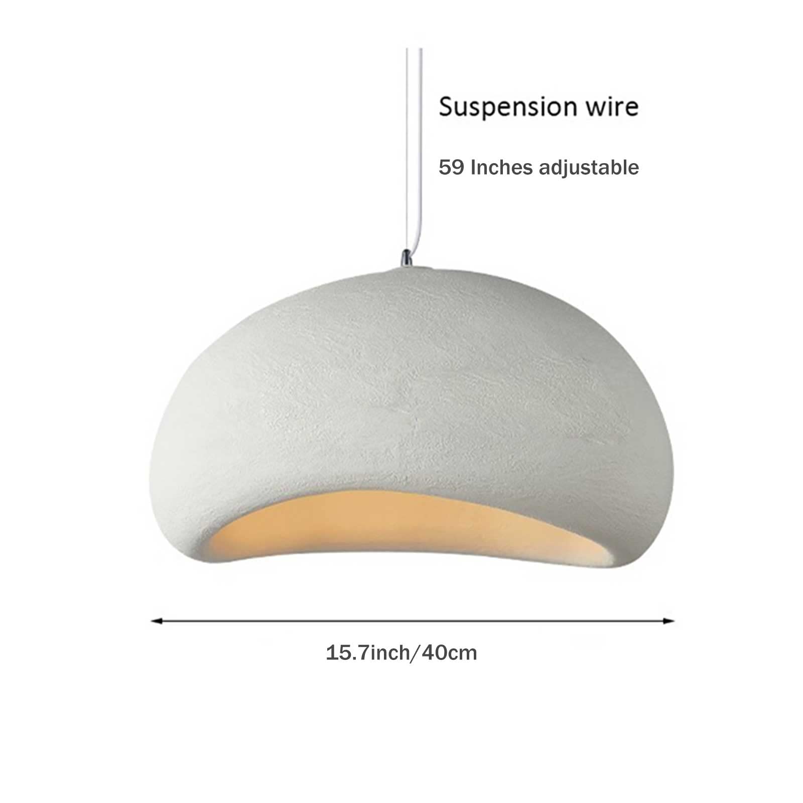 JAYMP Modern Pendant Light - 40cm Bird Nest Shape, Matte White, E26 Base, Wabi-Sabi Style for Dining Room, Kitchen & Hallway