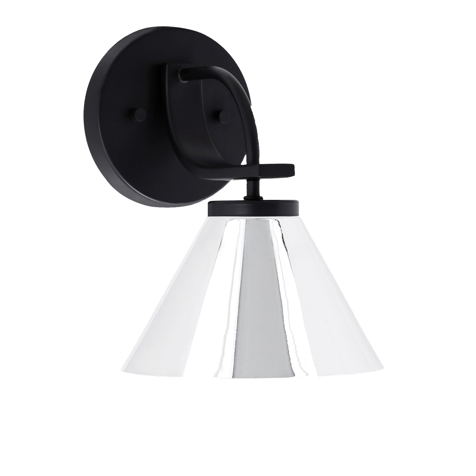 Cavella 1 Light Wall Sconce Shown In Matte Black Finish With 7" Chrome Cone Metal Shade