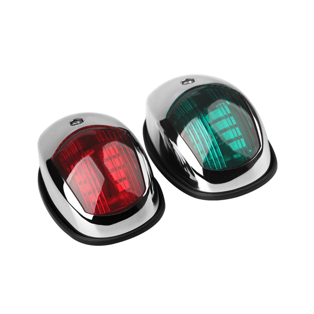 Sebnux Boat Navigation Light, Marine Navigation Lights, Bow Light For Boats Led. Ideal For Pontoon And Small Boat (Plated Silver