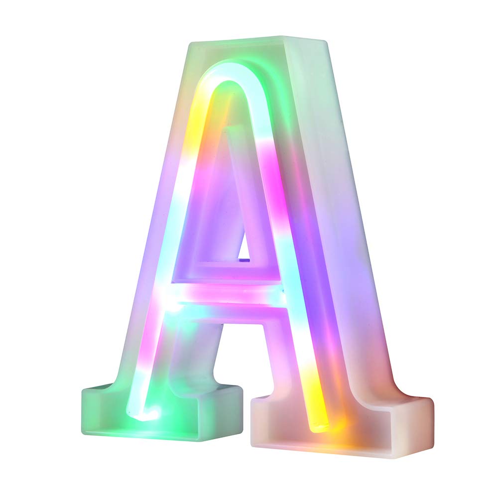 Warmthou Neon Letter Lights - Usb/Battery Powered Colorful Letter A Sign For Home Decoration, Wedding, Christmas, Birthday Party