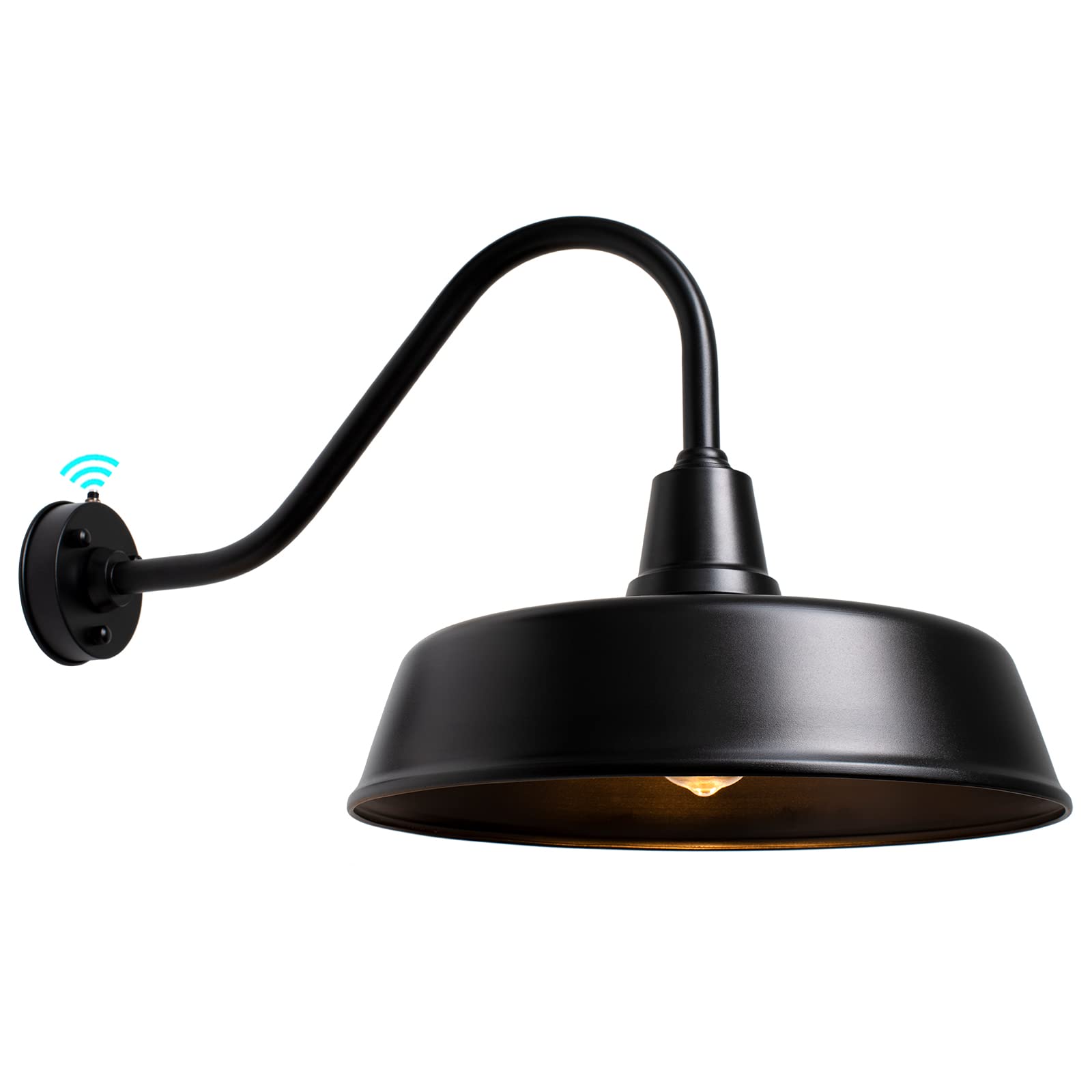 Metojia Gooseneck Barn-Lights Outdoor Fixture - 24 Inch Farm Style Black Large Lighting Farmhouse Exterior Sconce Wall Light For House, Dusk To Dawn Sensor Front Door Porch Garage (24 Inch)