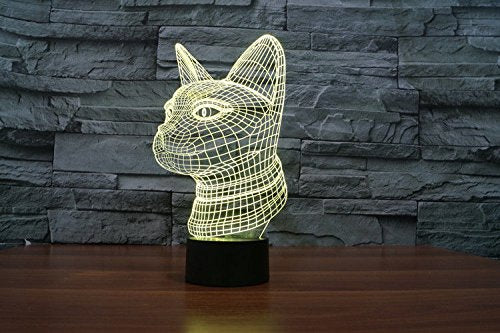 Superniudb 3D Cat Night Light Acrylic 3D Led Usb 7 Color Change Led Table Lamp Xmas Toy Gift