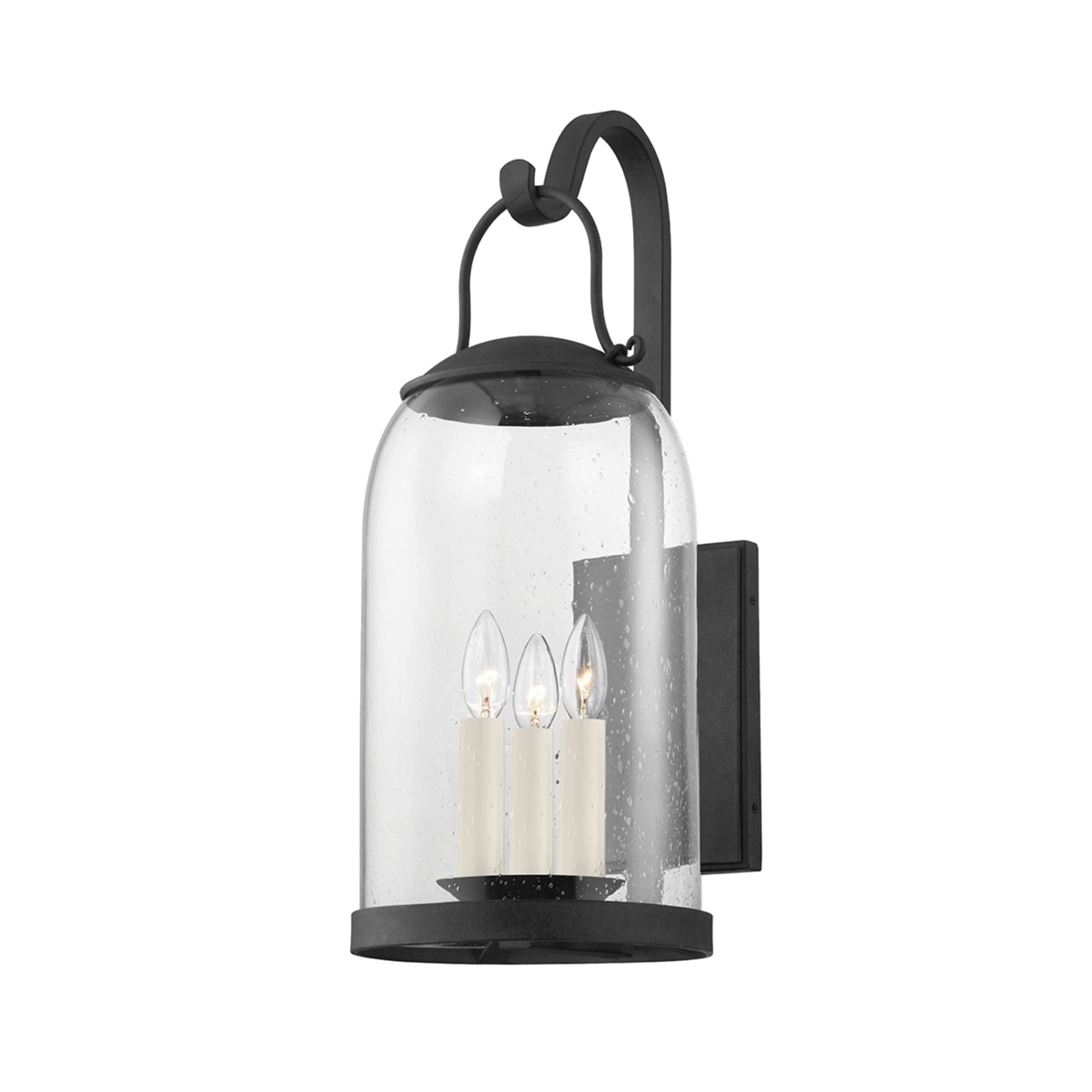 Troy Lighting Napa County by Mark D. Sikes - 3 Light Exterior Wall Sconce - Medium - French Iron Frame - Clear Seeded Glass